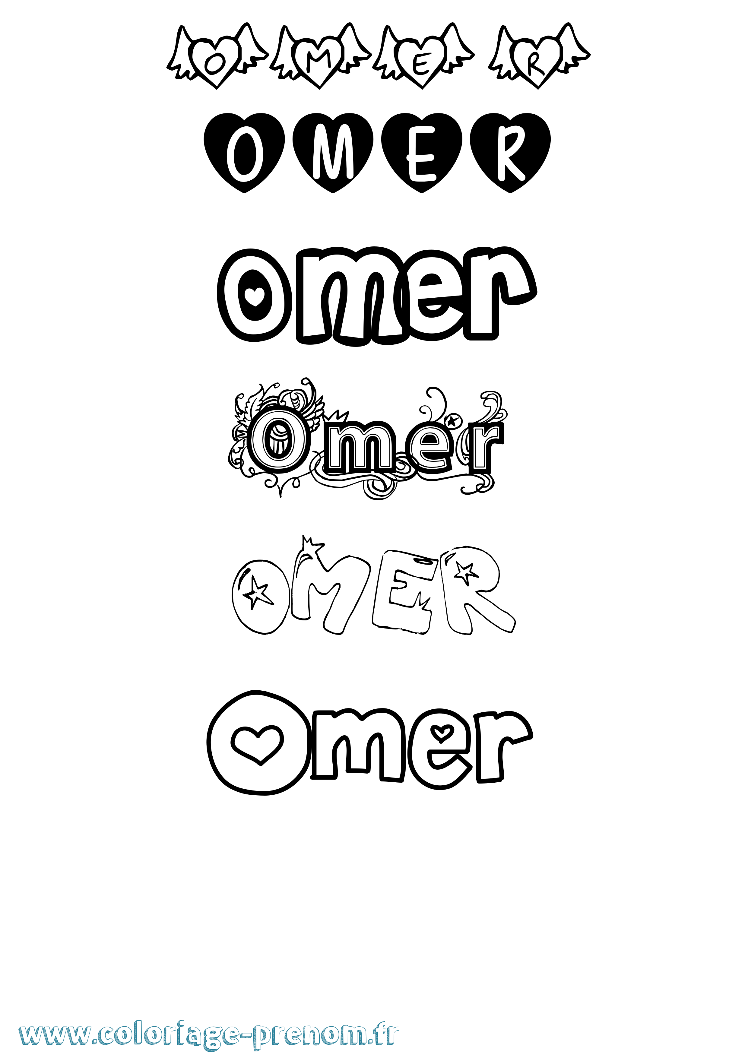 Coloriage Omer Girly Coloriage prénom Omer Girly
