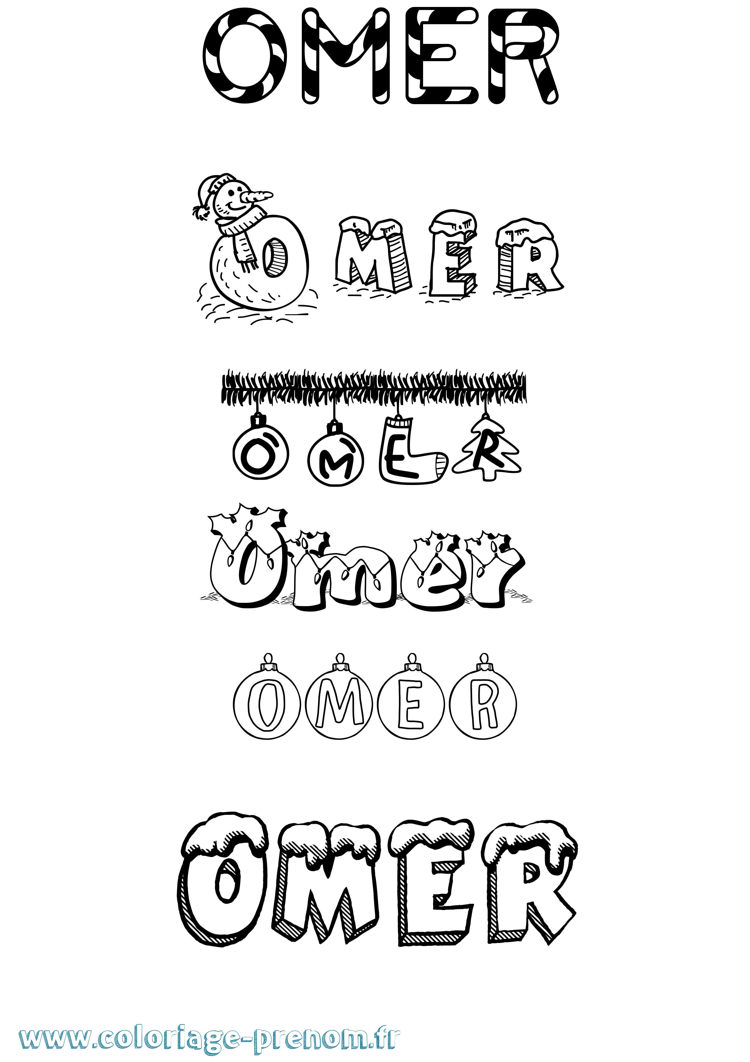 Coloriage Omer Noël Coloriage prénom Omer Noël