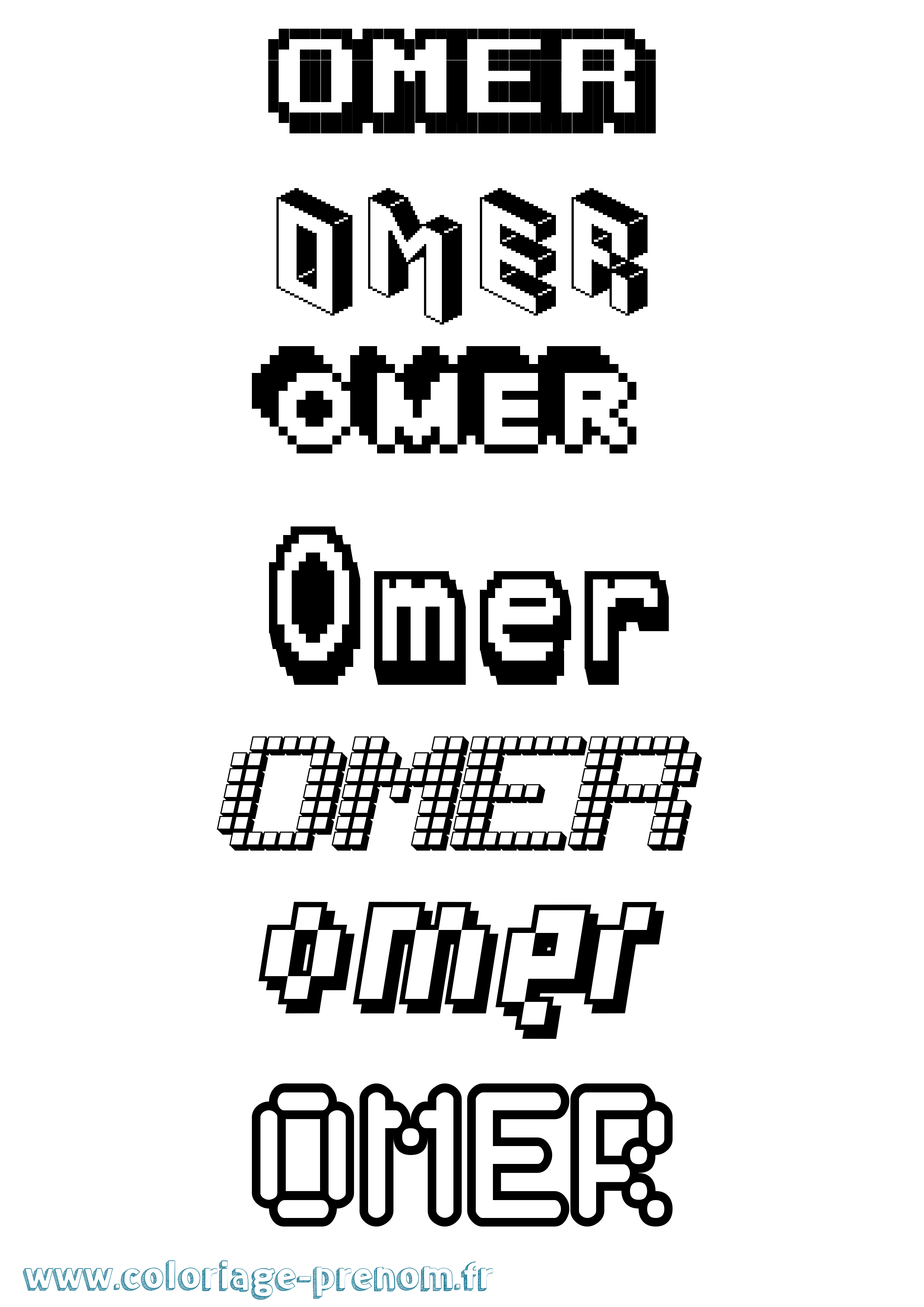 Coloriage Omer Pixel Coloriage prénom Omer Pixel