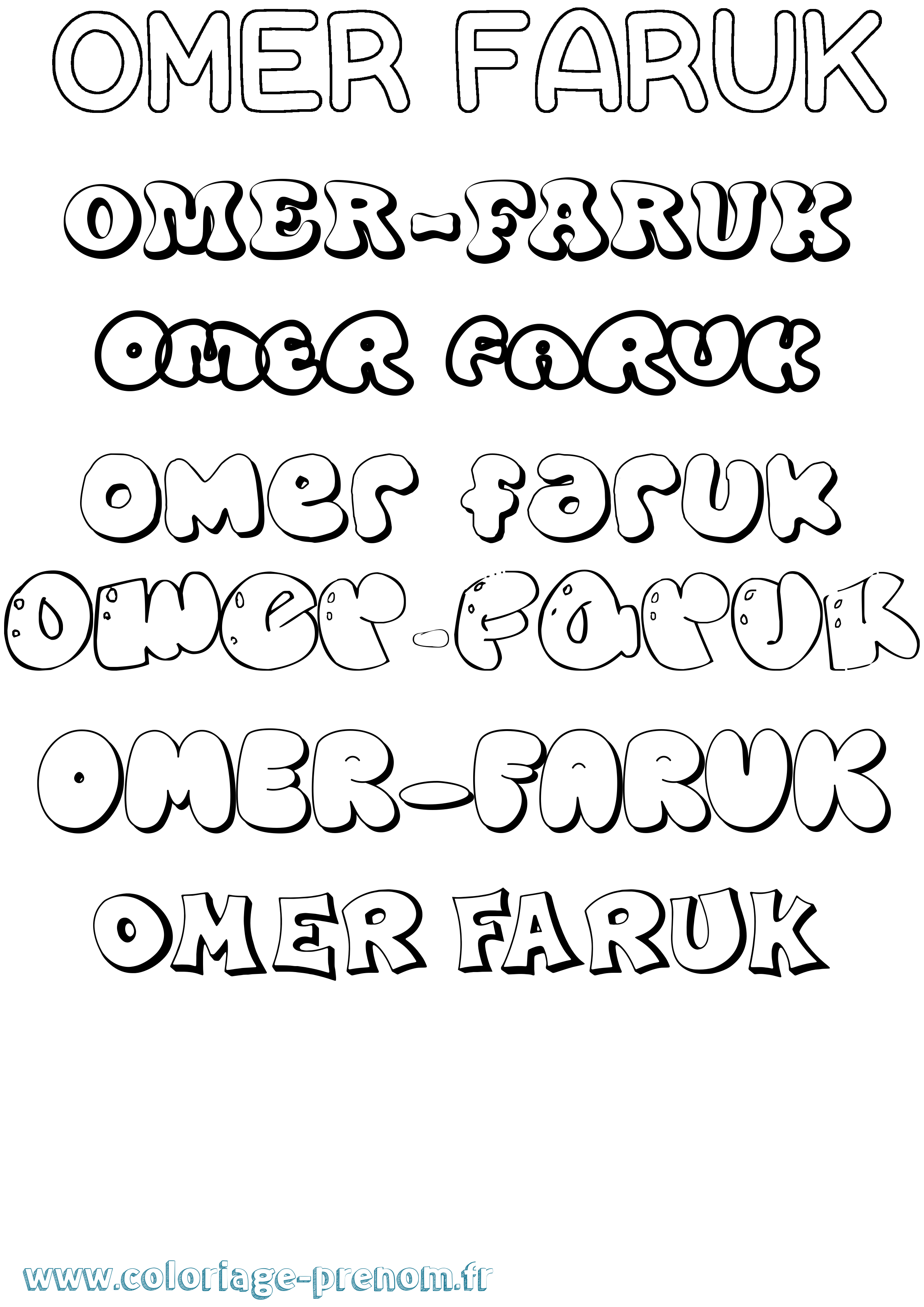 Coloriage Omer-Faruk Bubble Coloriage prénom Omer-Faruk Bubble