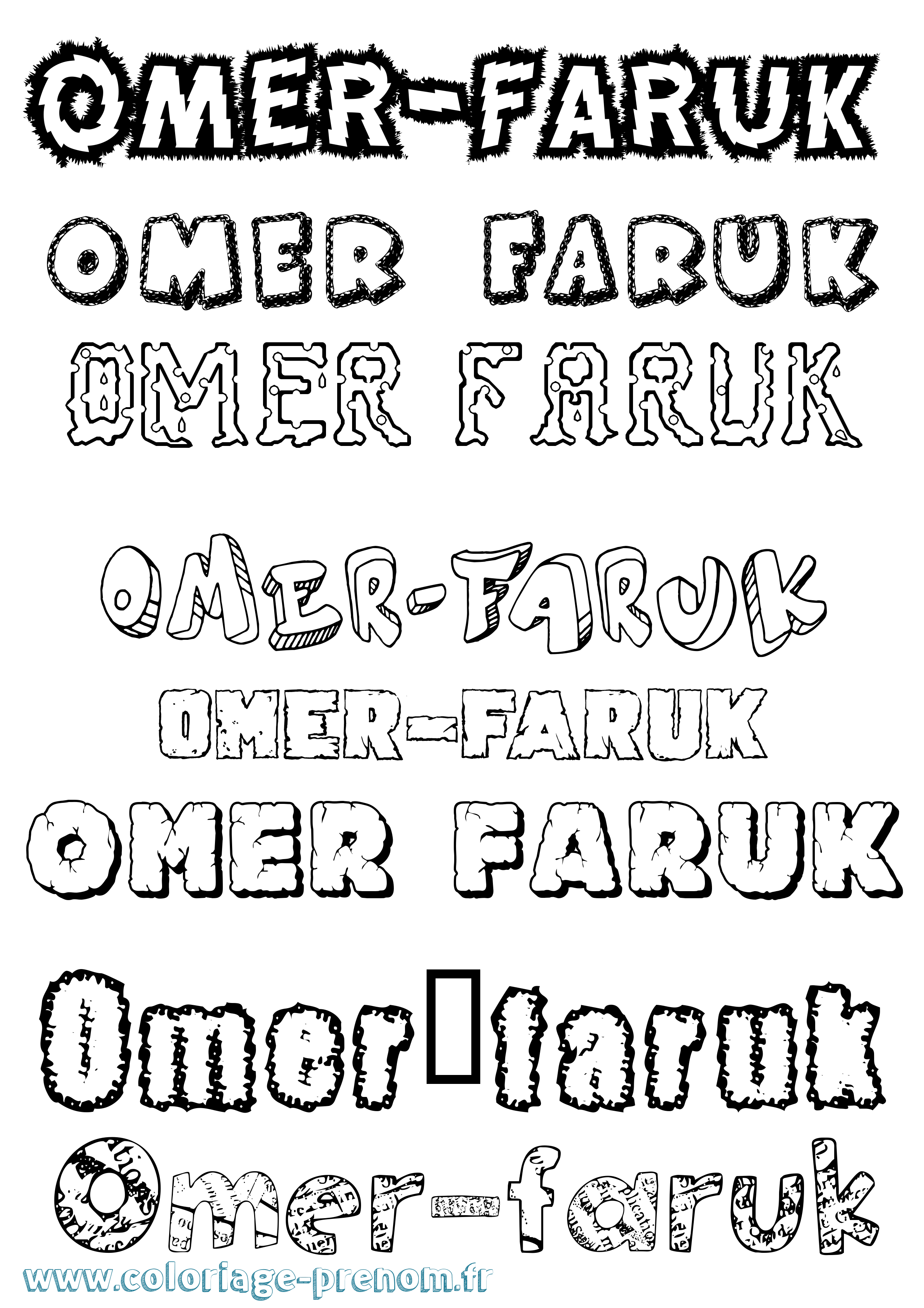 Coloriage Omer-Faruk Destructuré Coloriage prénom Omer-Faruk Destructuré