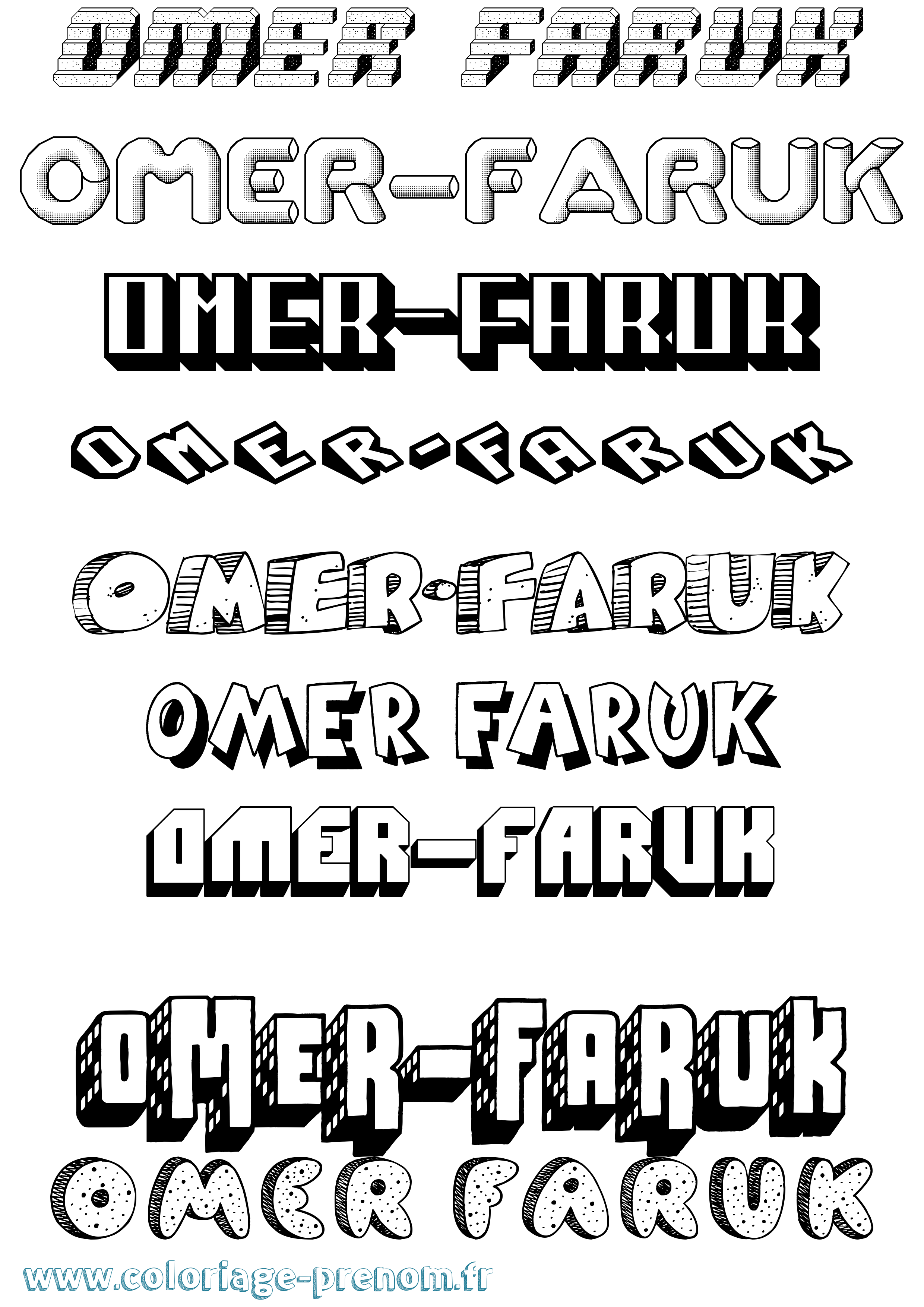 Coloriage Omer-Faruk Effet 3D Coloriage prénom Omer-Faruk Effet 3D