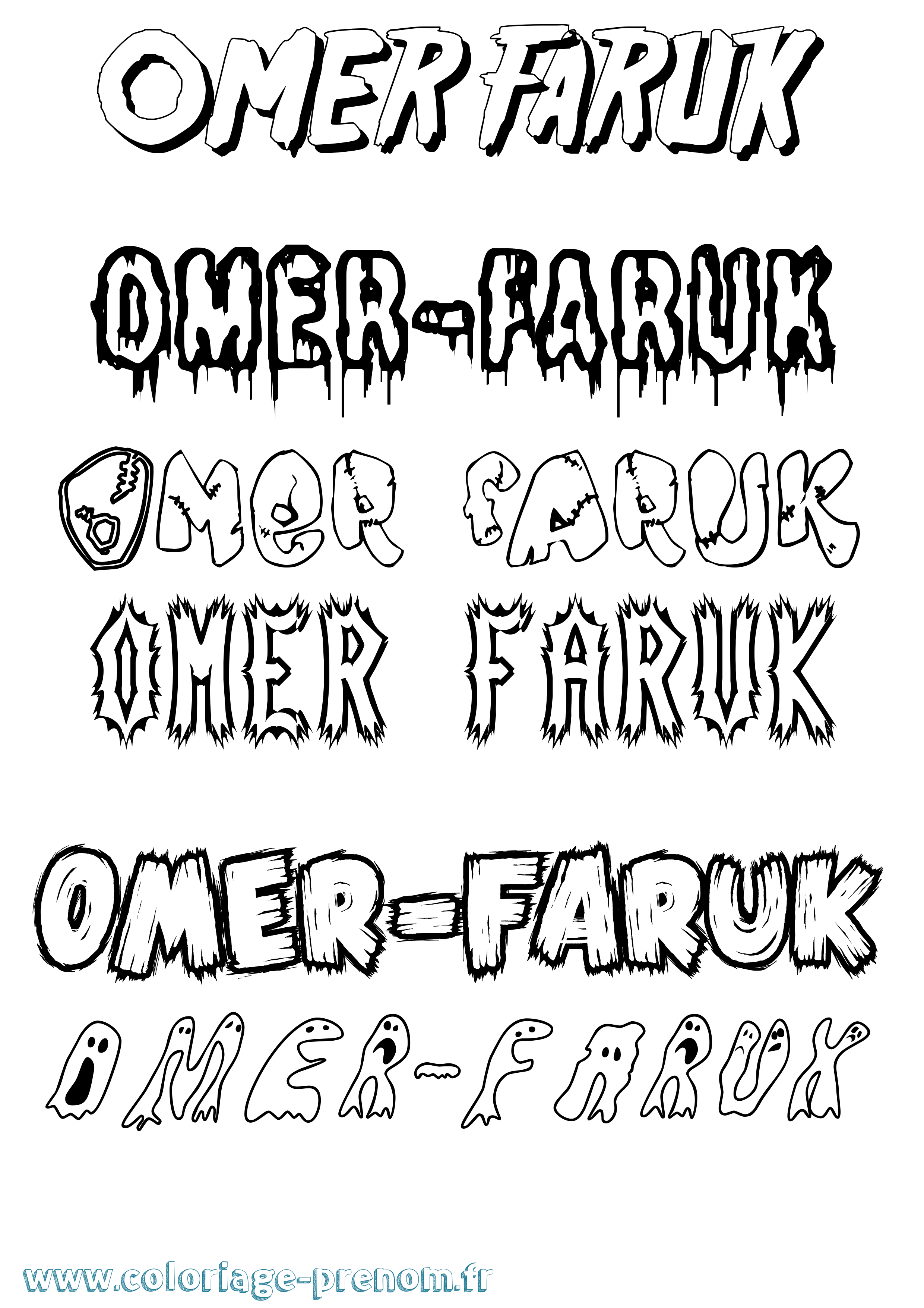 Coloriage Omer-Faruk Frisson Coloriage prénom Omer-Faruk Frisson