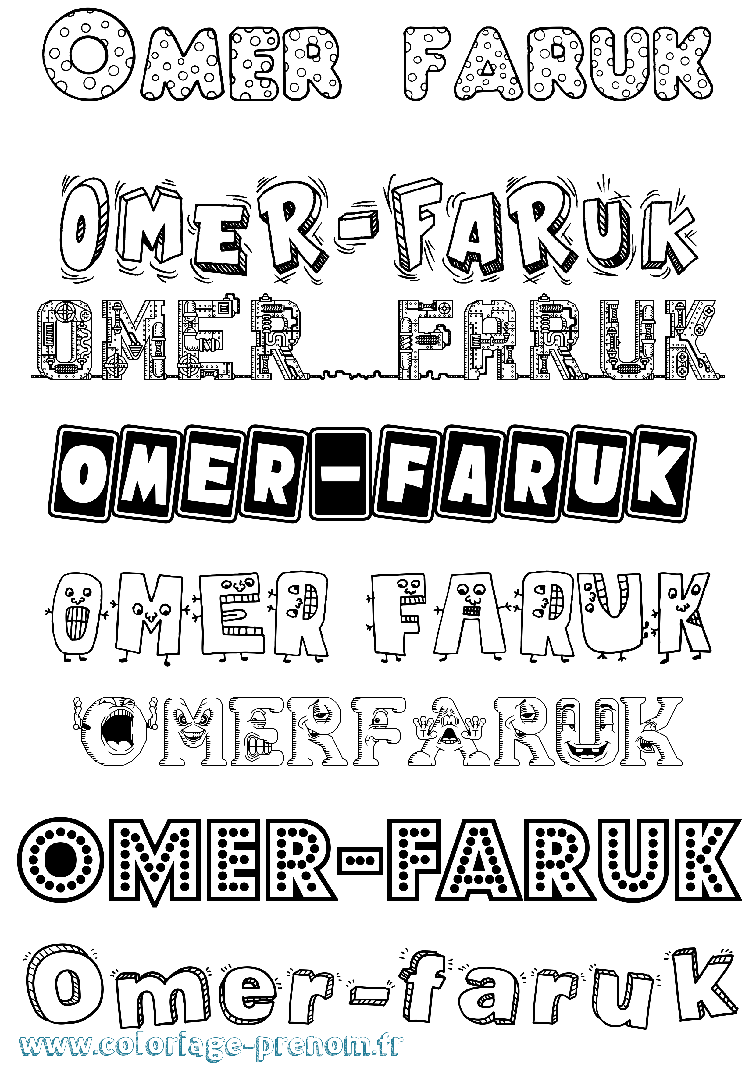 Coloriage Omer-Faruk Fun Coloriage prénom Omer-Faruk Fun