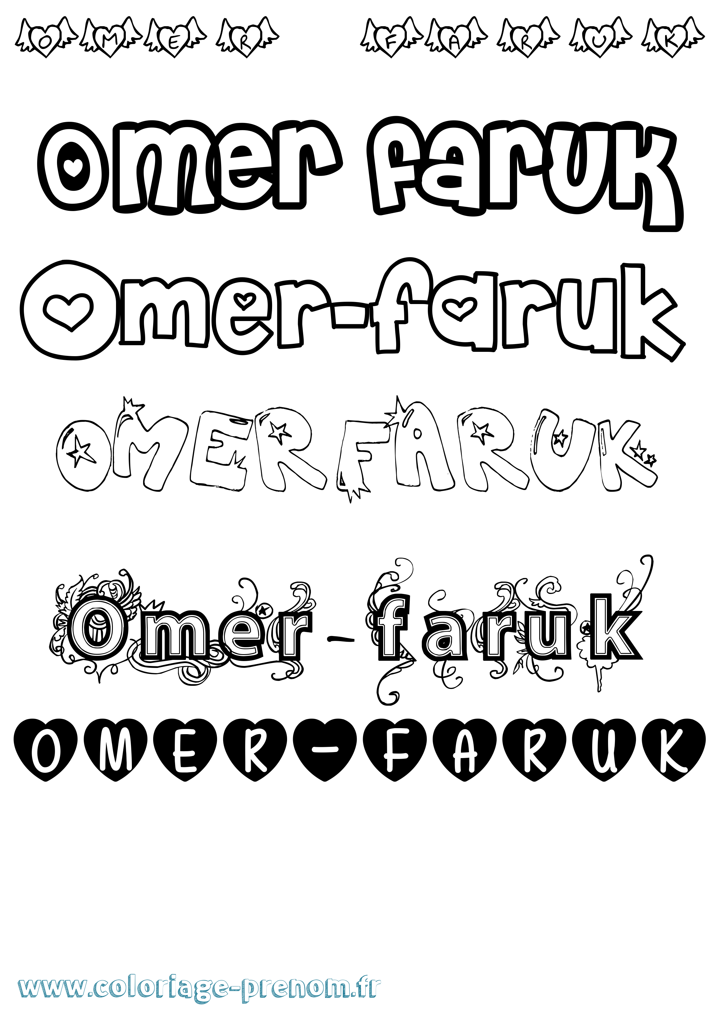 Coloriage Omer-Faruk Girly Coloriage prénom Omer-Faruk Girly