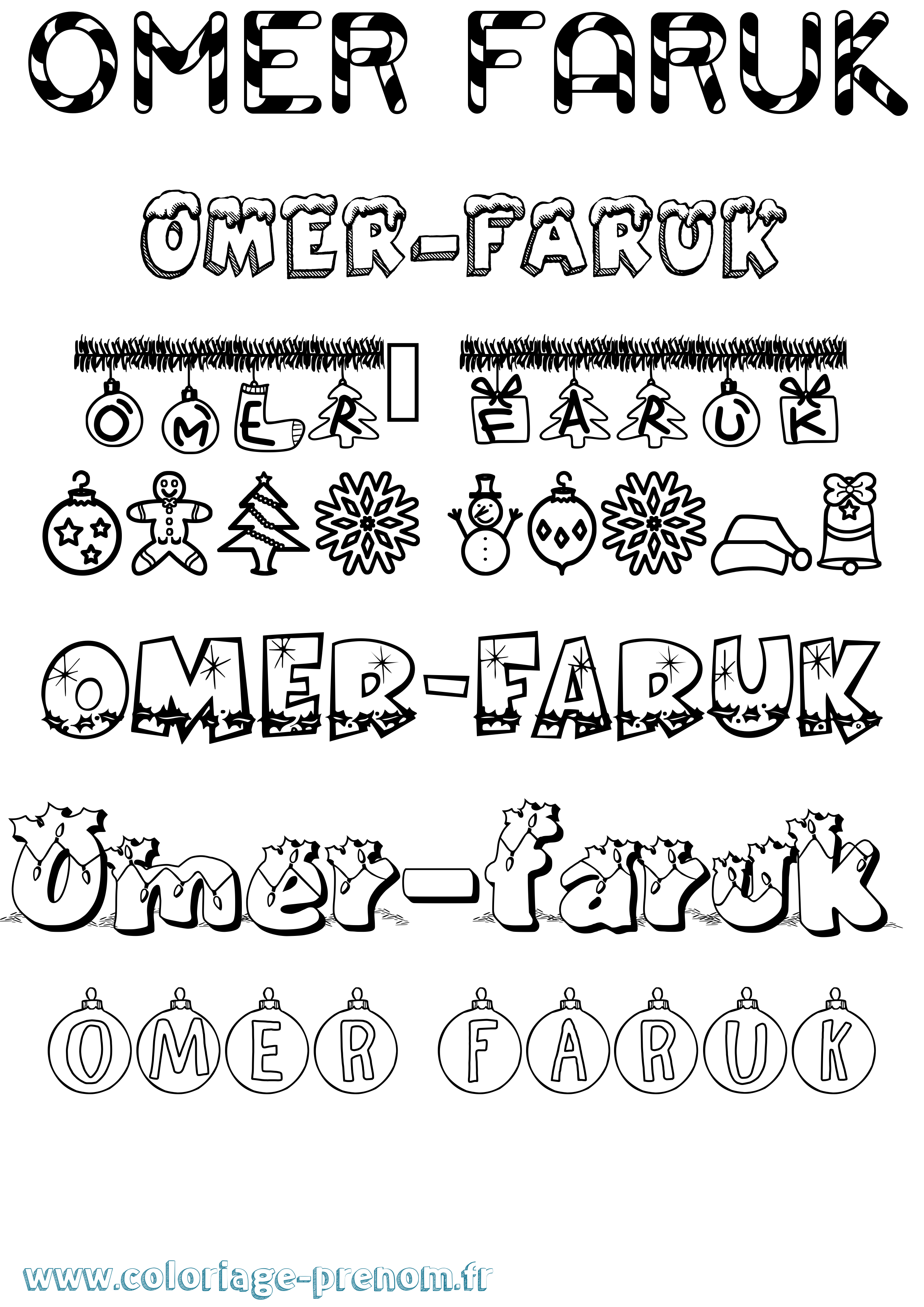 Coloriage Omer-Faruk Noël Coloriage prénom Omer-Faruk Noël
