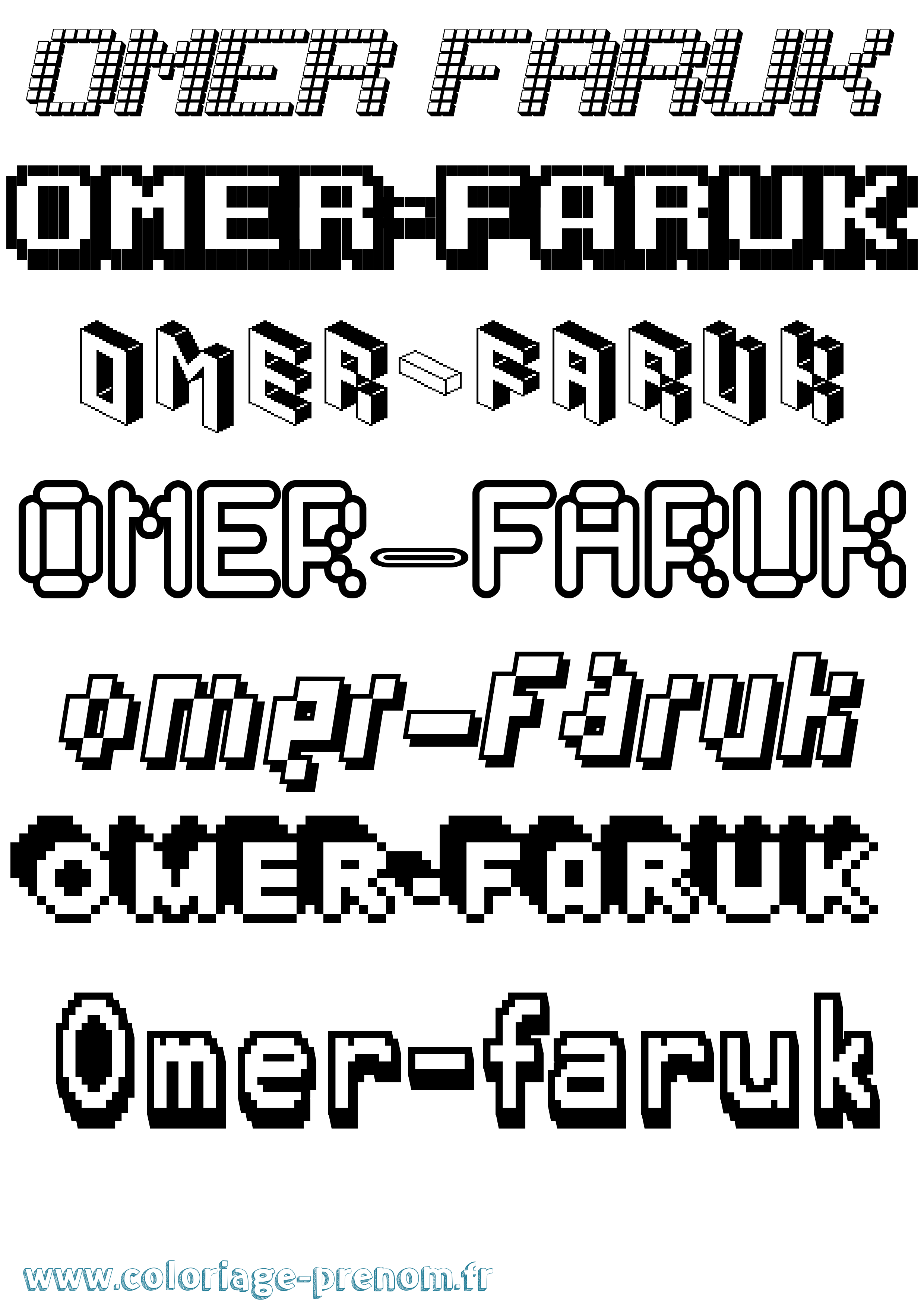 Coloriage Omer-Faruk Pixel Coloriage prénom Omer-Faruk Pixel