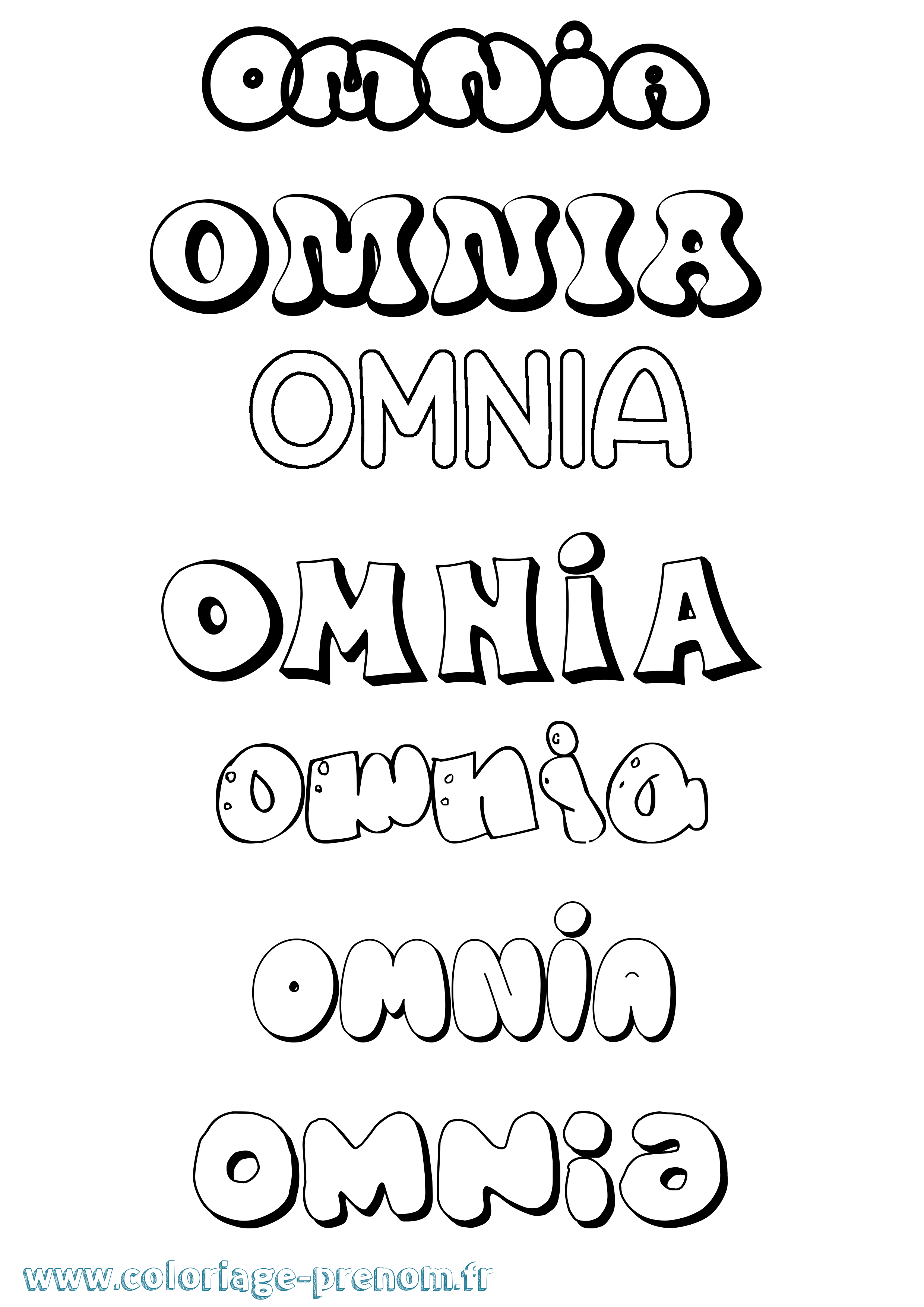 Coloriage Omnia Bubble Coloriage prénom Omnia Bubble