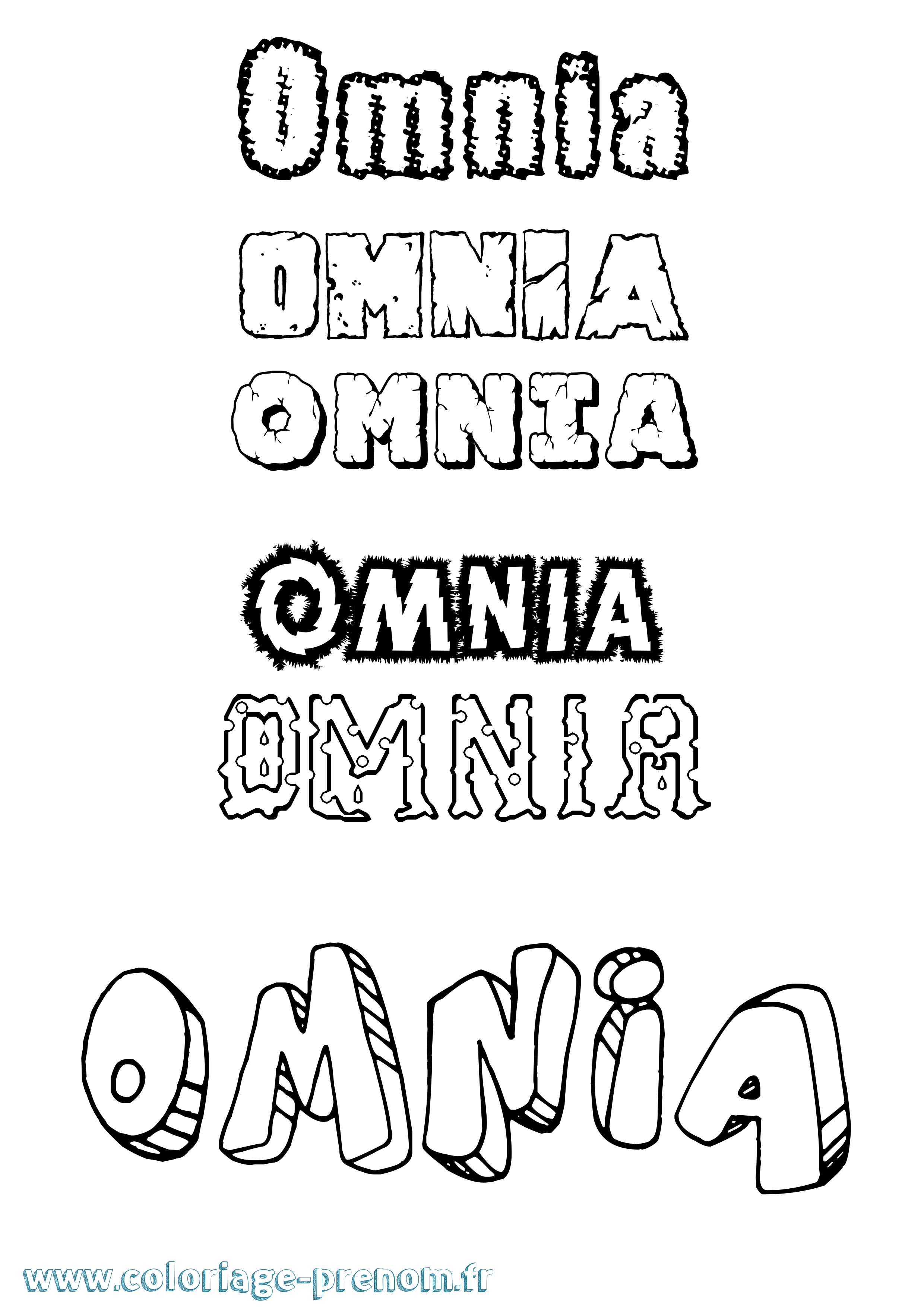 Coloriage Omnia Destructuré Coloriage prénom Omnia Destructuré