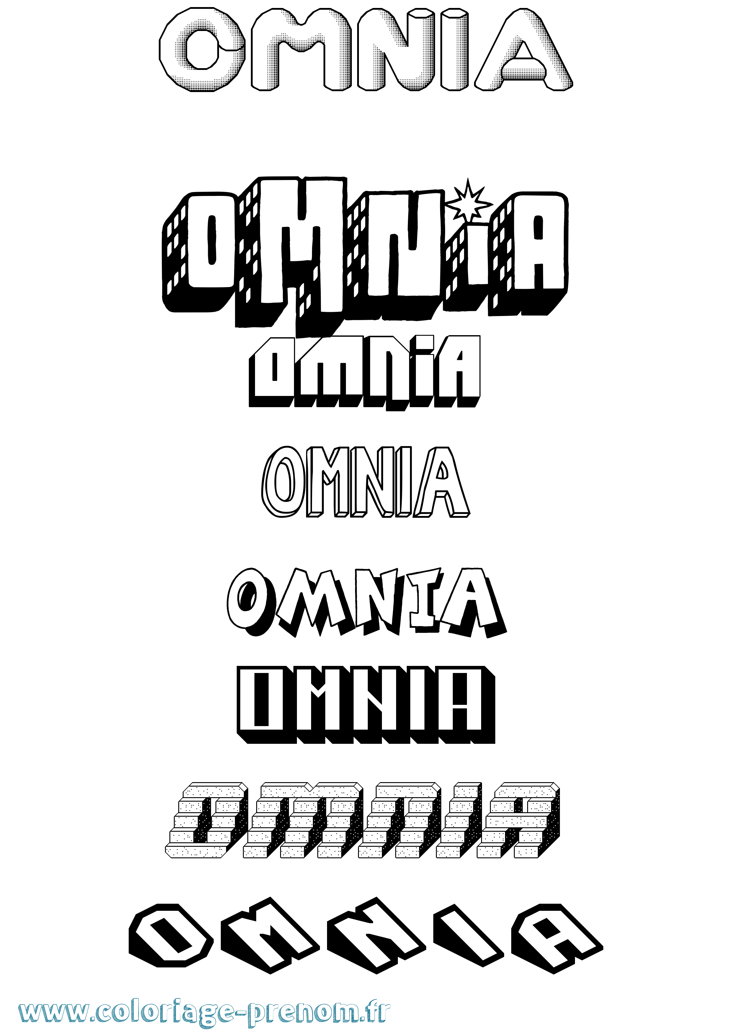 Coloriage Omnia Effet 3D Coloriage prénom Omnia Effet 3D