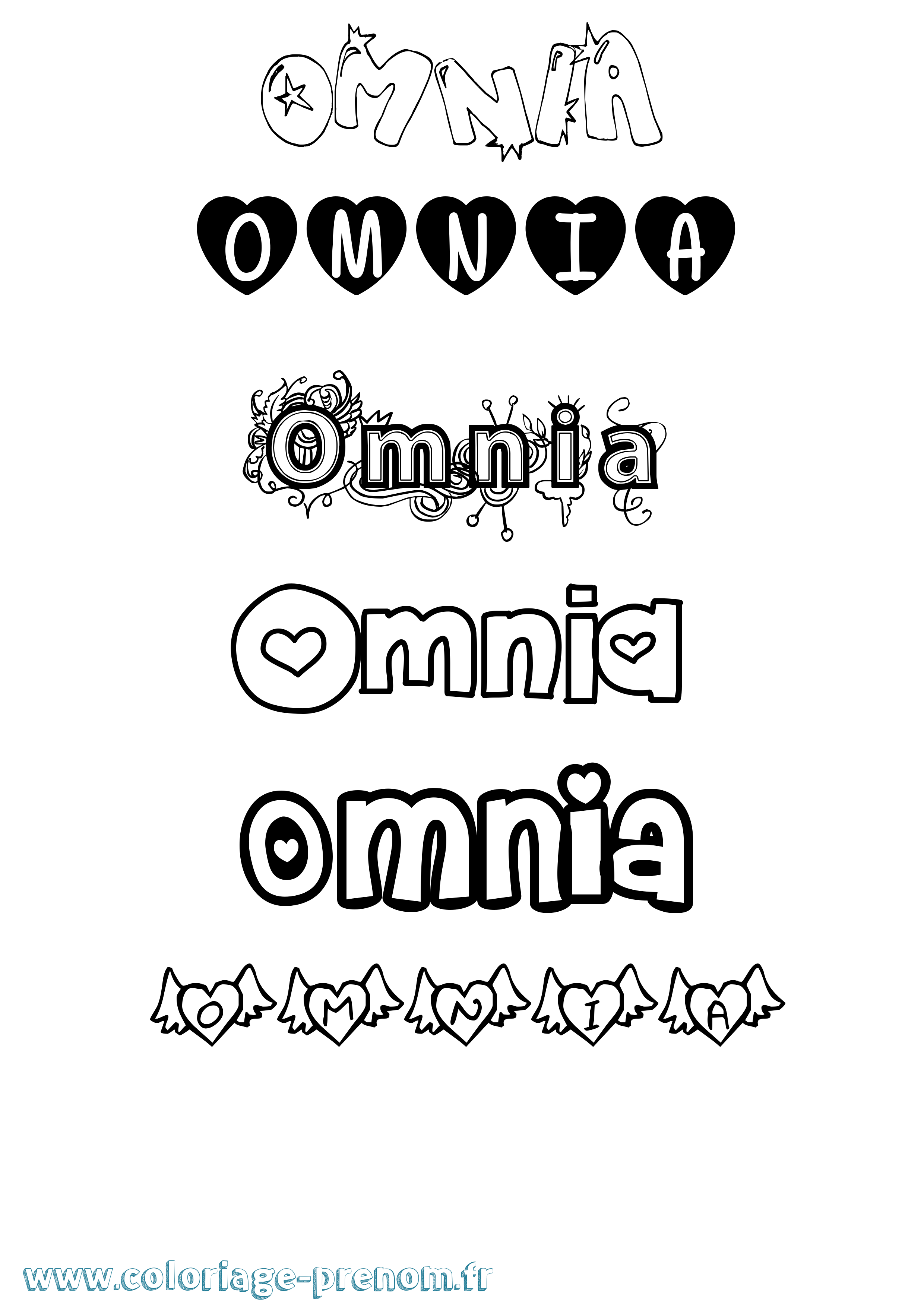 Coloriage Omnia Girly Coloriage prénom Omnia Girly