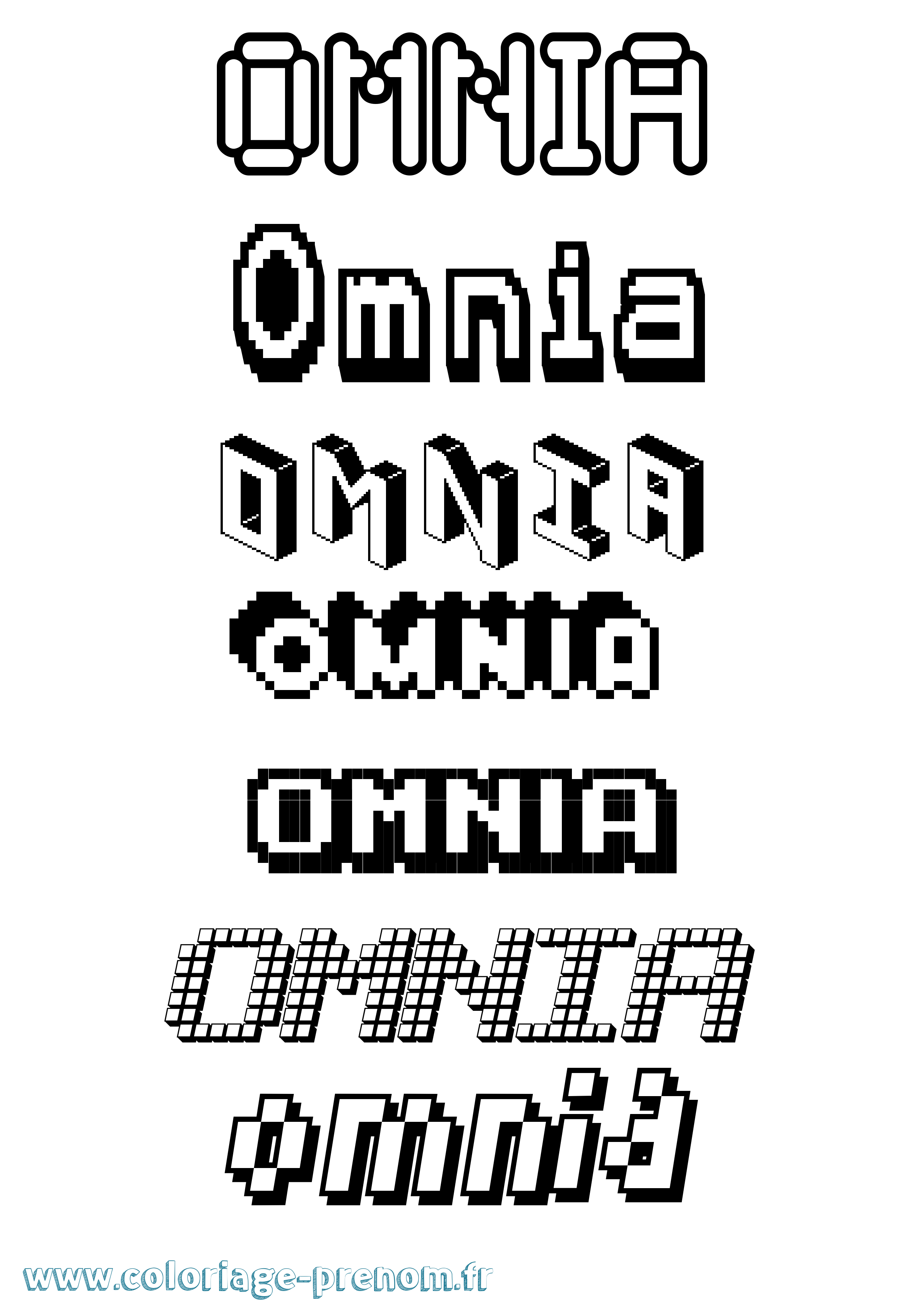 Coloriage Omnia Pixel Coloriage prénom Omnia Pixel
