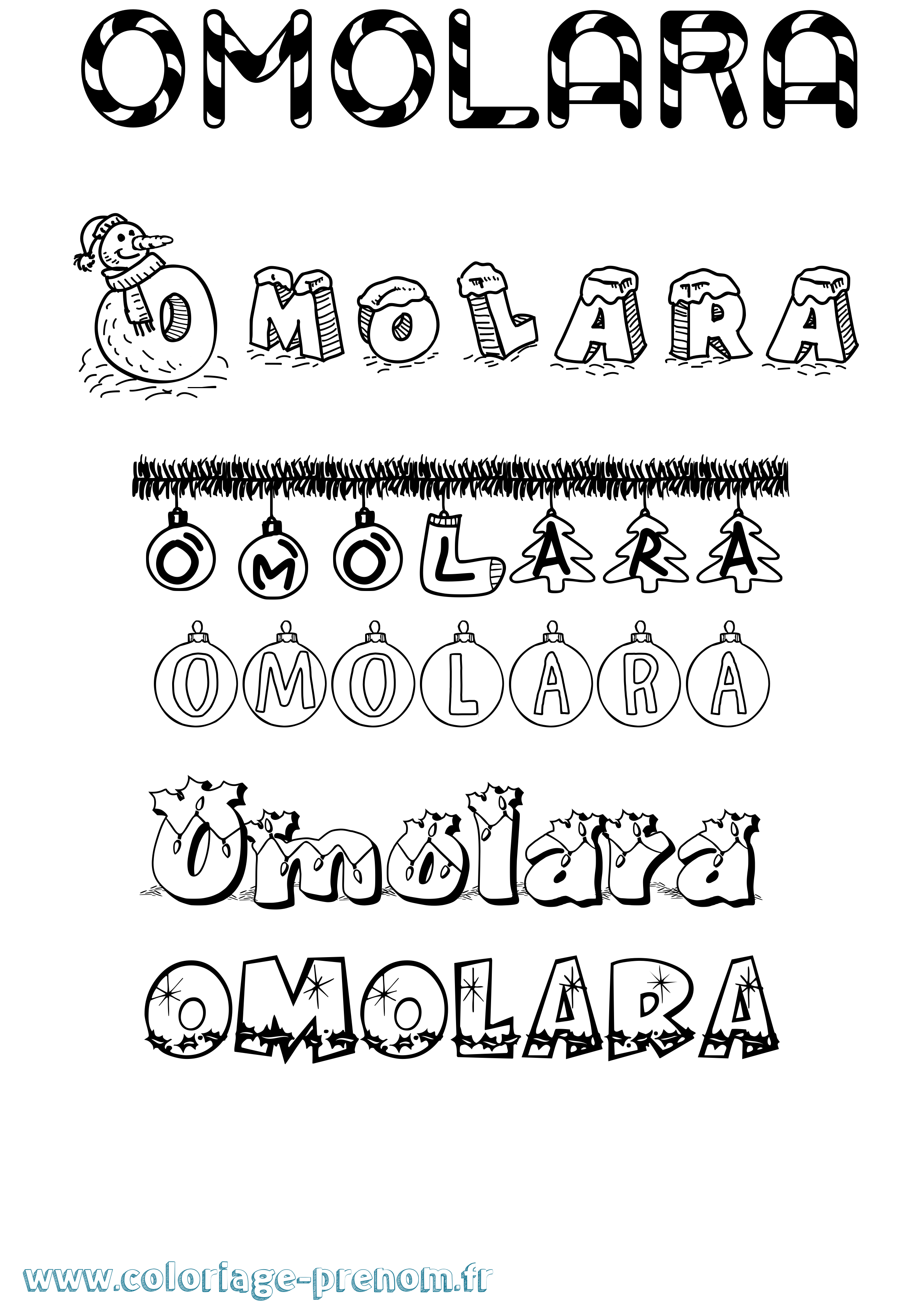 Coloriage Omolara Noël Coloriage prénom Omolara Noël