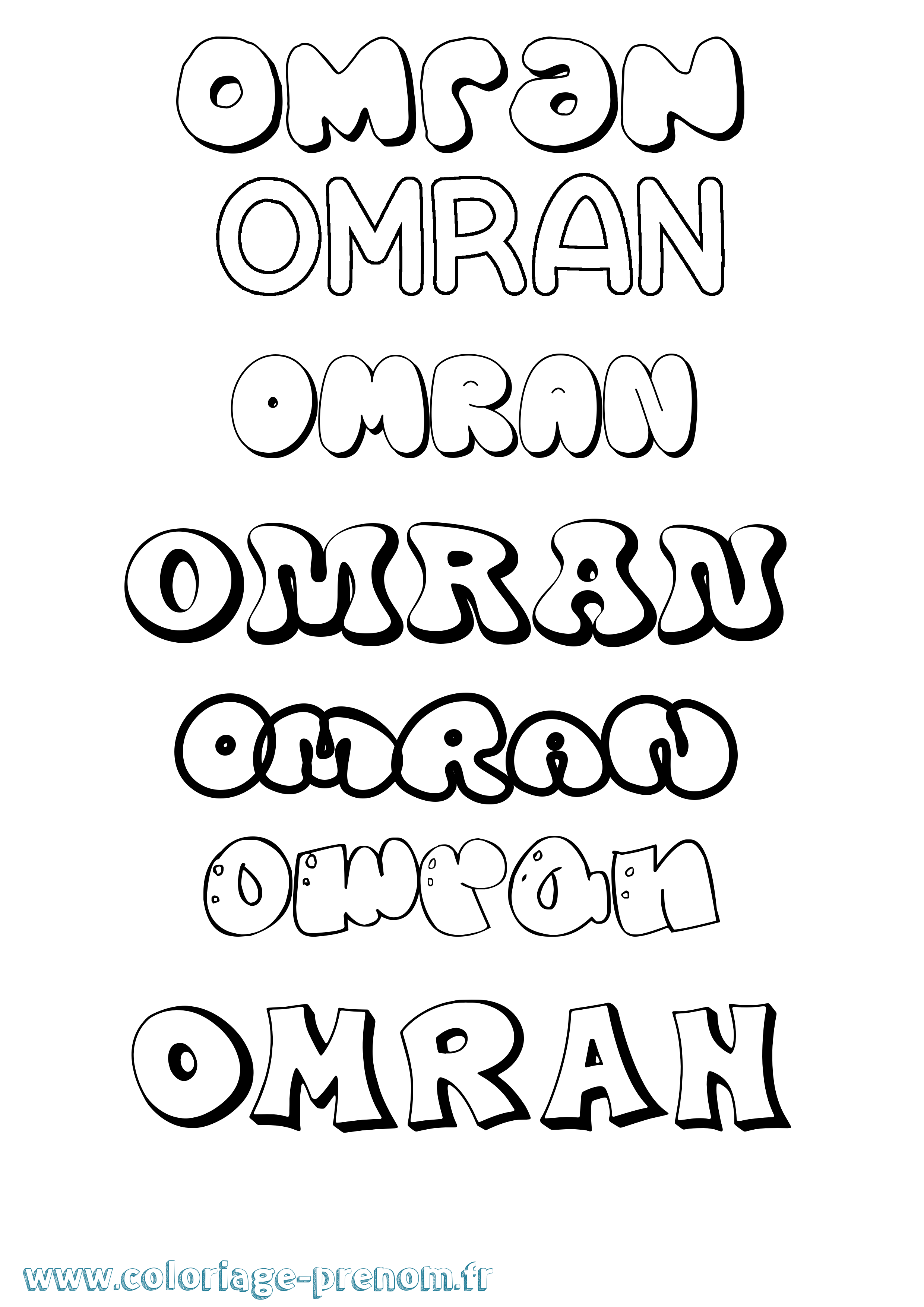 Coloriage Omran Bubble Coloriage prénom Omran Bubble