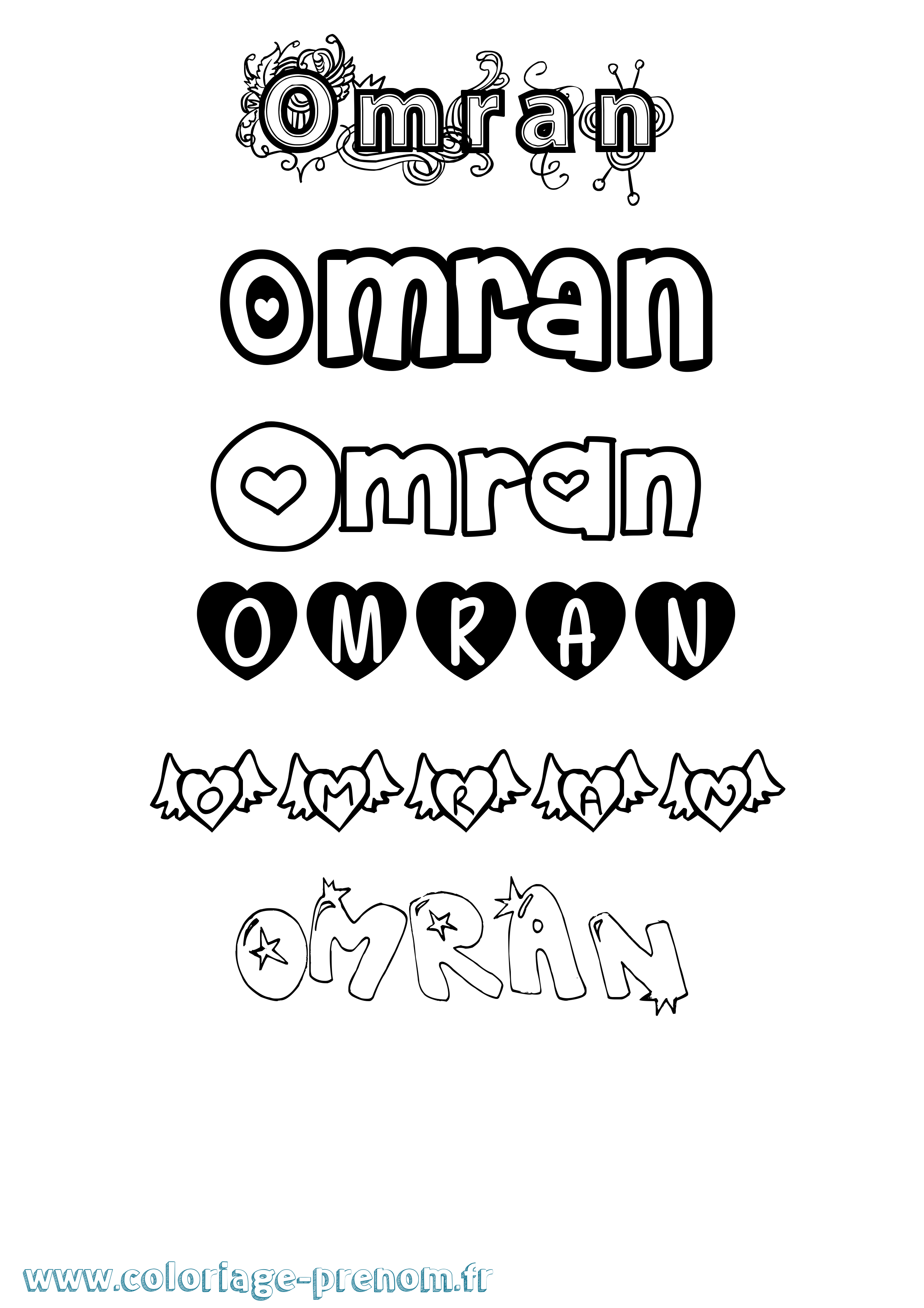 Coloriage Omran Girly Coloriage prénom Omran Girly
