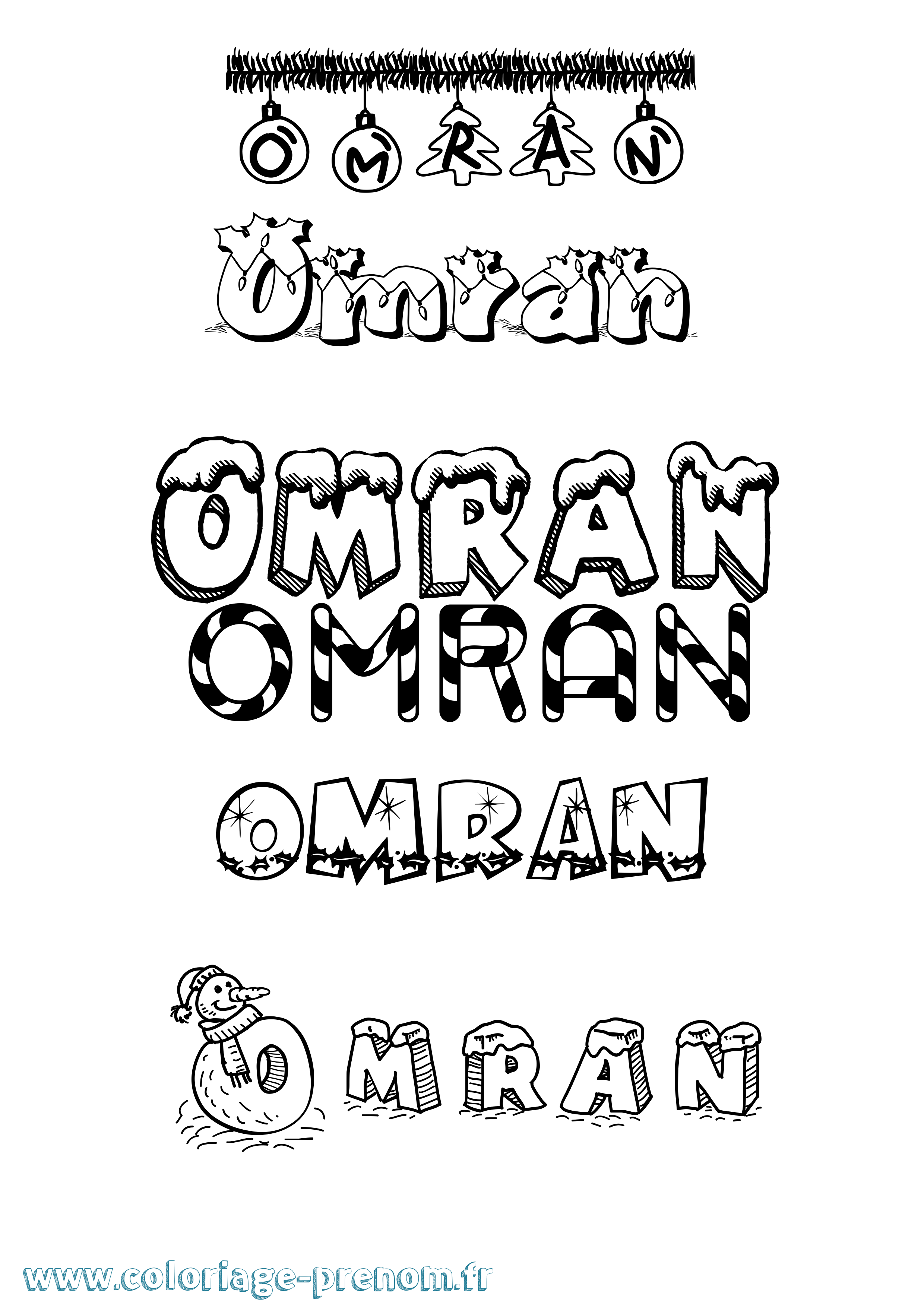 Coloriage Omran Noël Coloriage prénom Omran Noël
