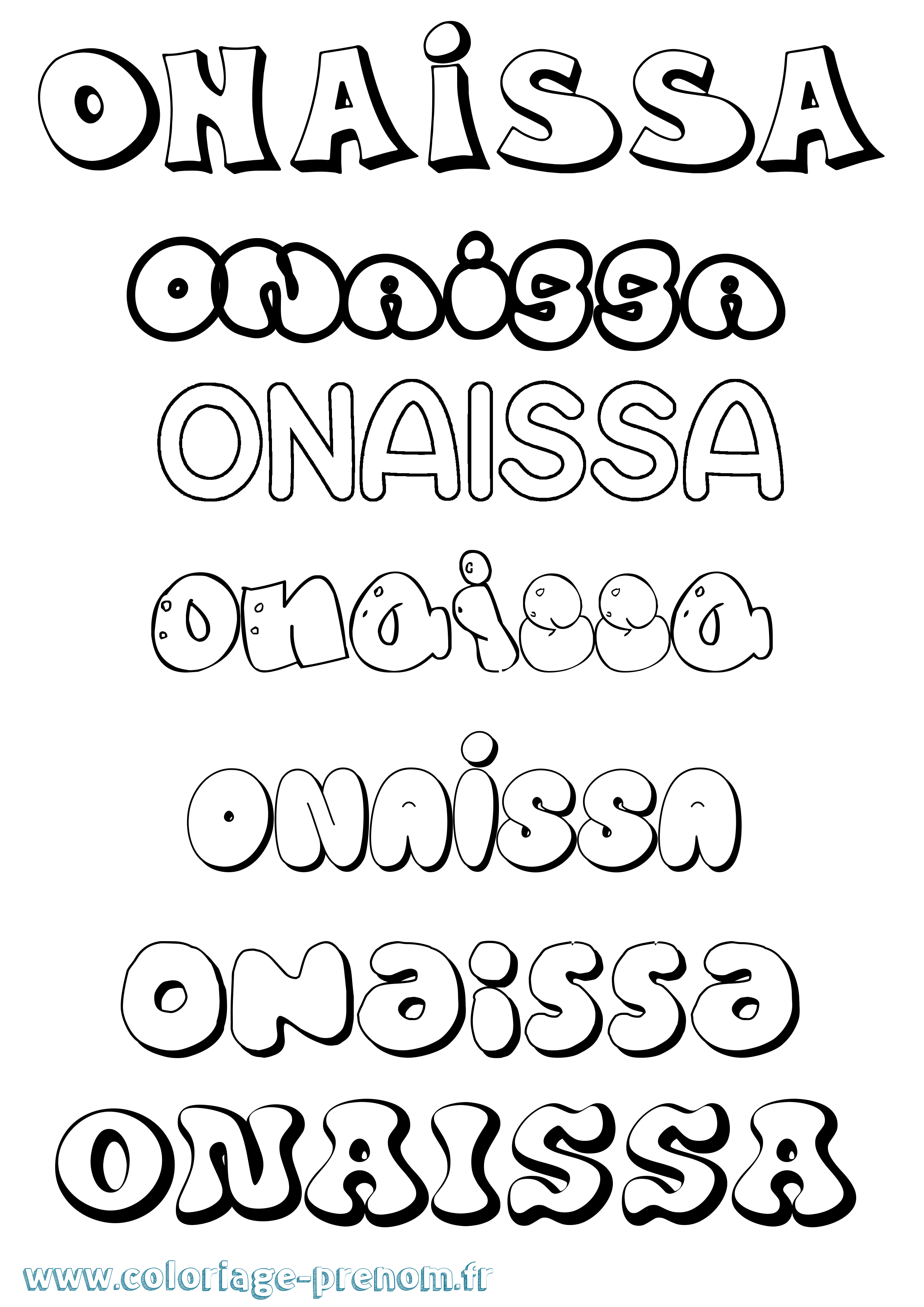 Coloriage Onaissa Bubble Coloriage prénom Onaissa Bubble