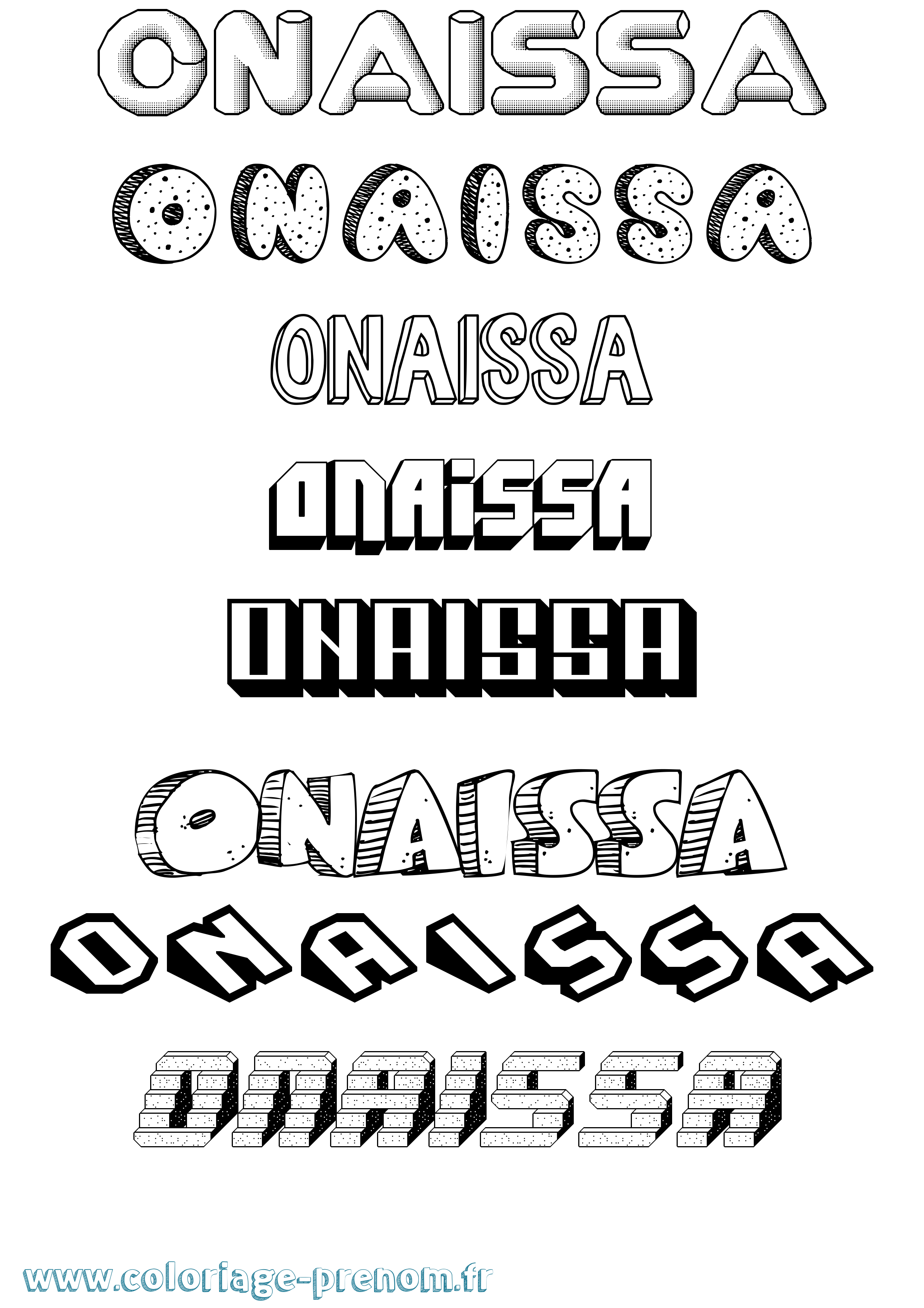 Coloriage Onaissa Effet 3D Coloriage prénom Onaissa Effet 3D