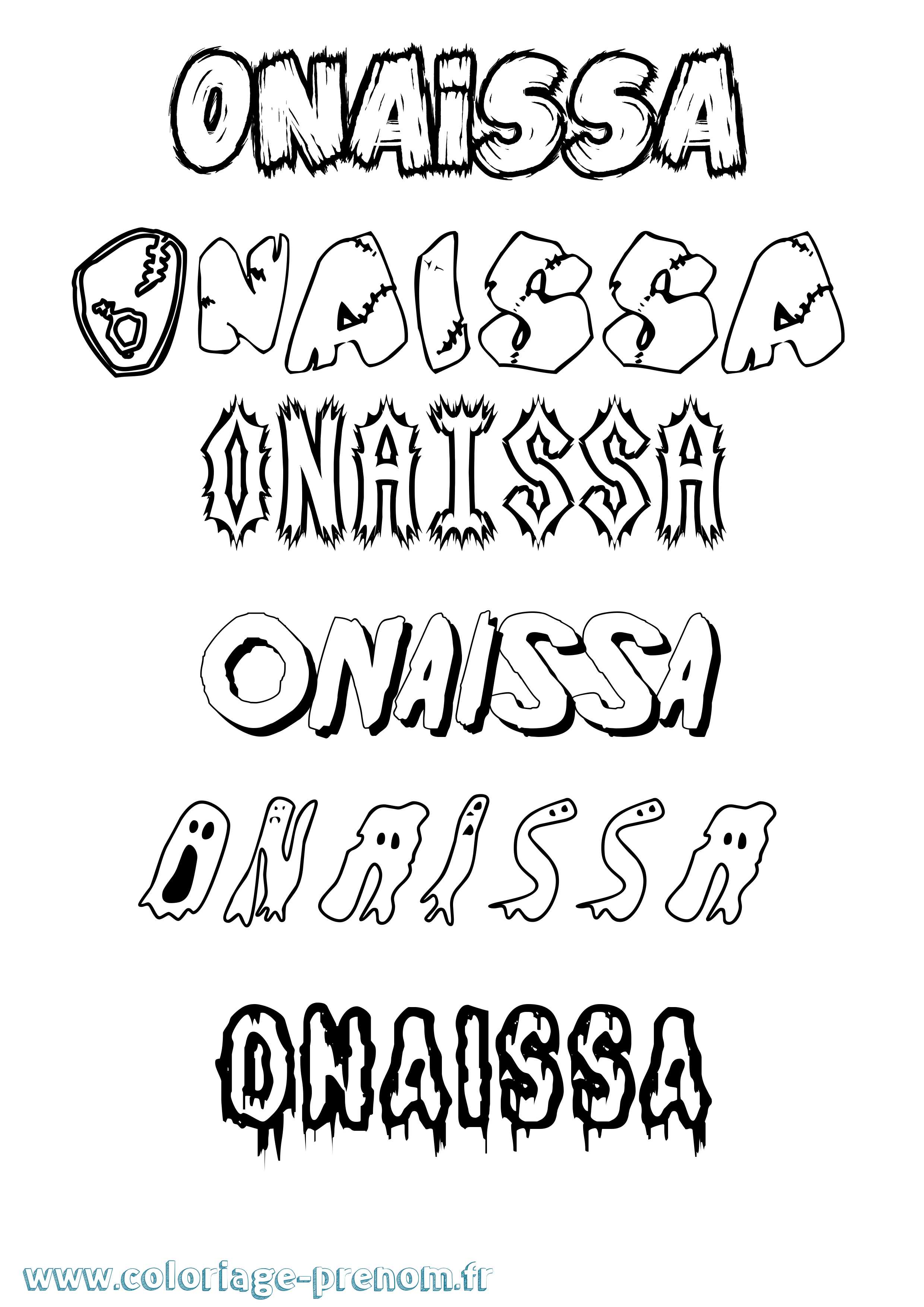 Coloriage Onaissa Frisson Coloriage prénom Onaissa Frisson