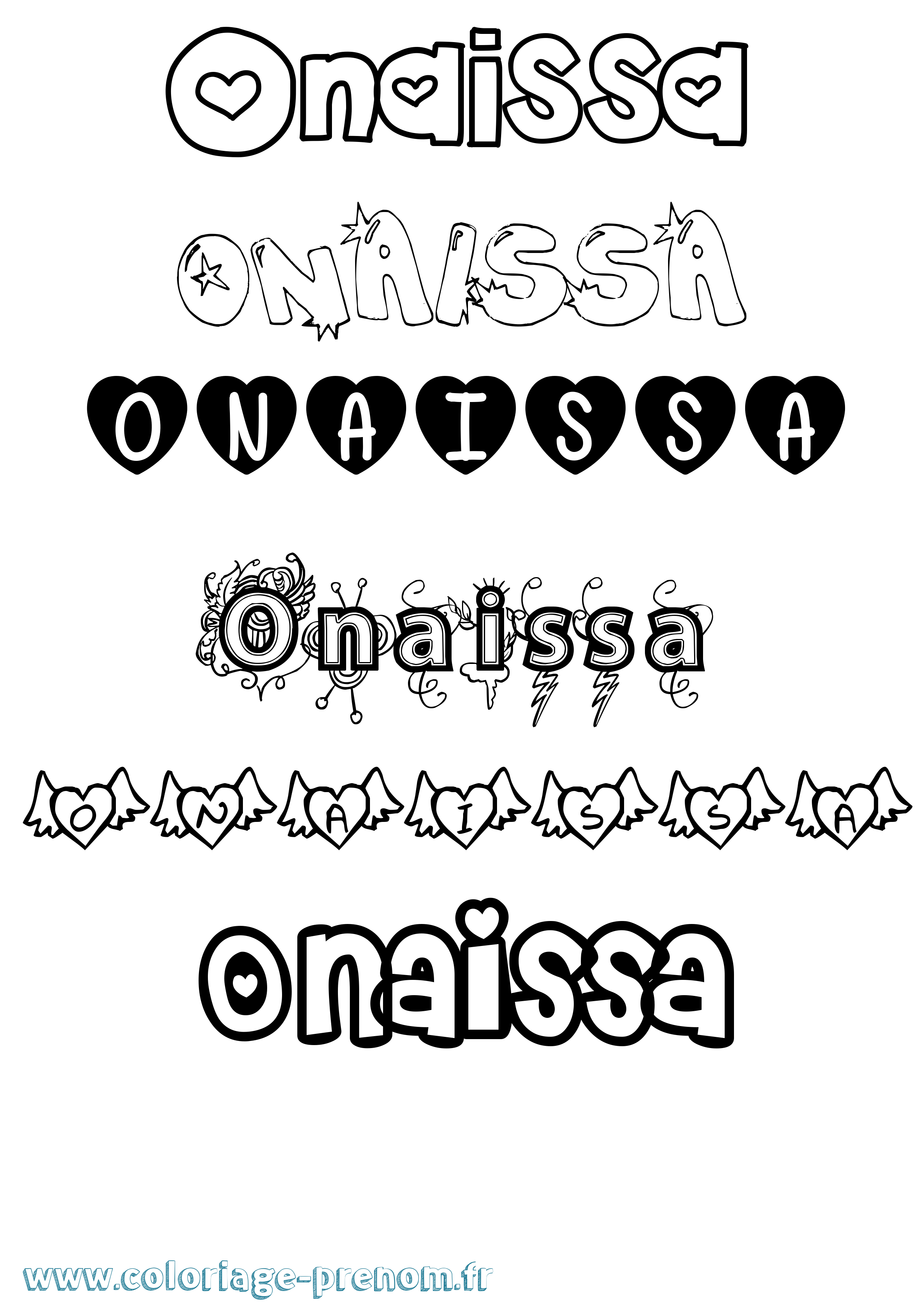 Coloriage Onaissa Girly Coloriage prénom Onaissa Girly