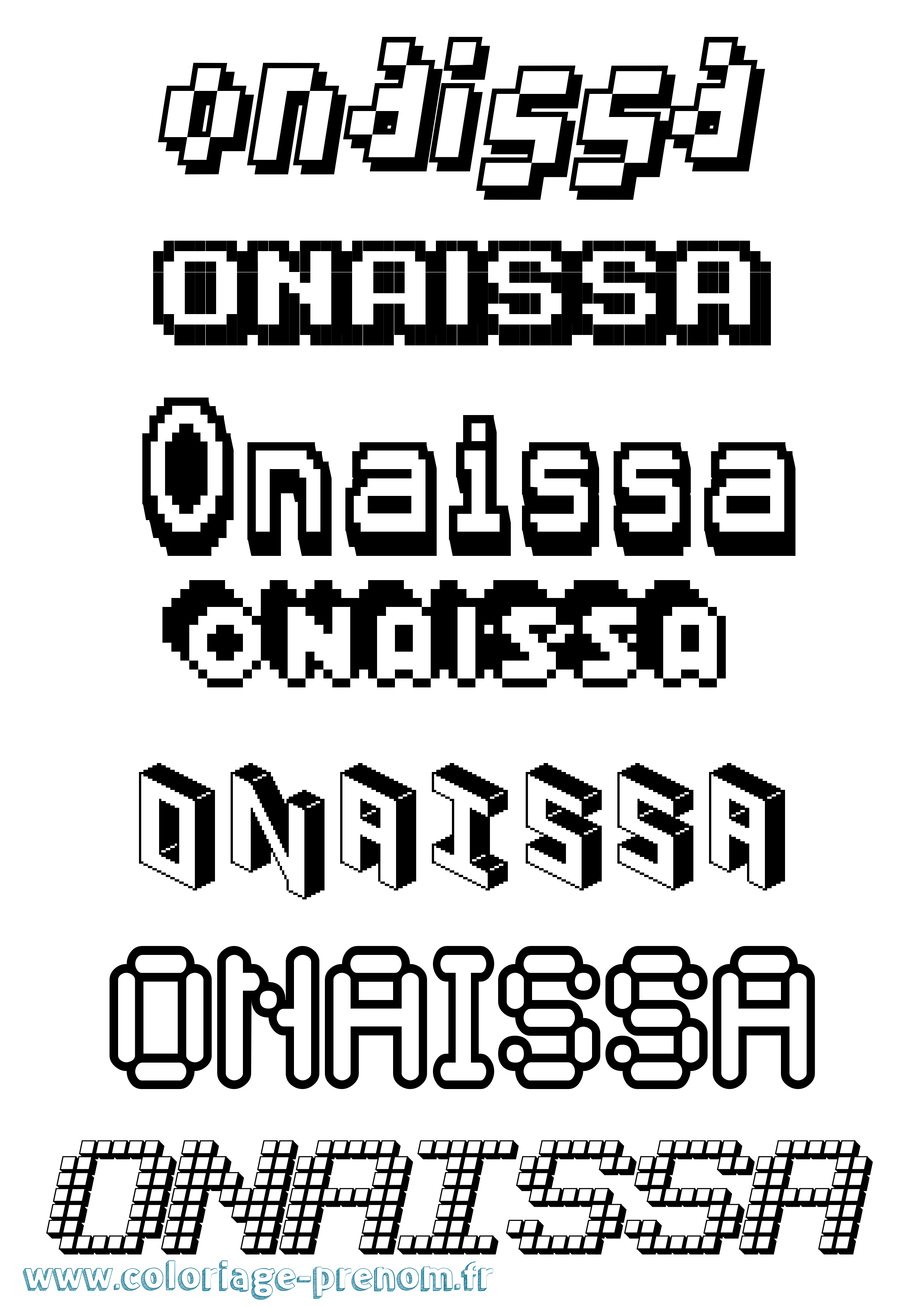 Coloriage Onaissa Pixel Coloriage prénom Onaissa Pixel