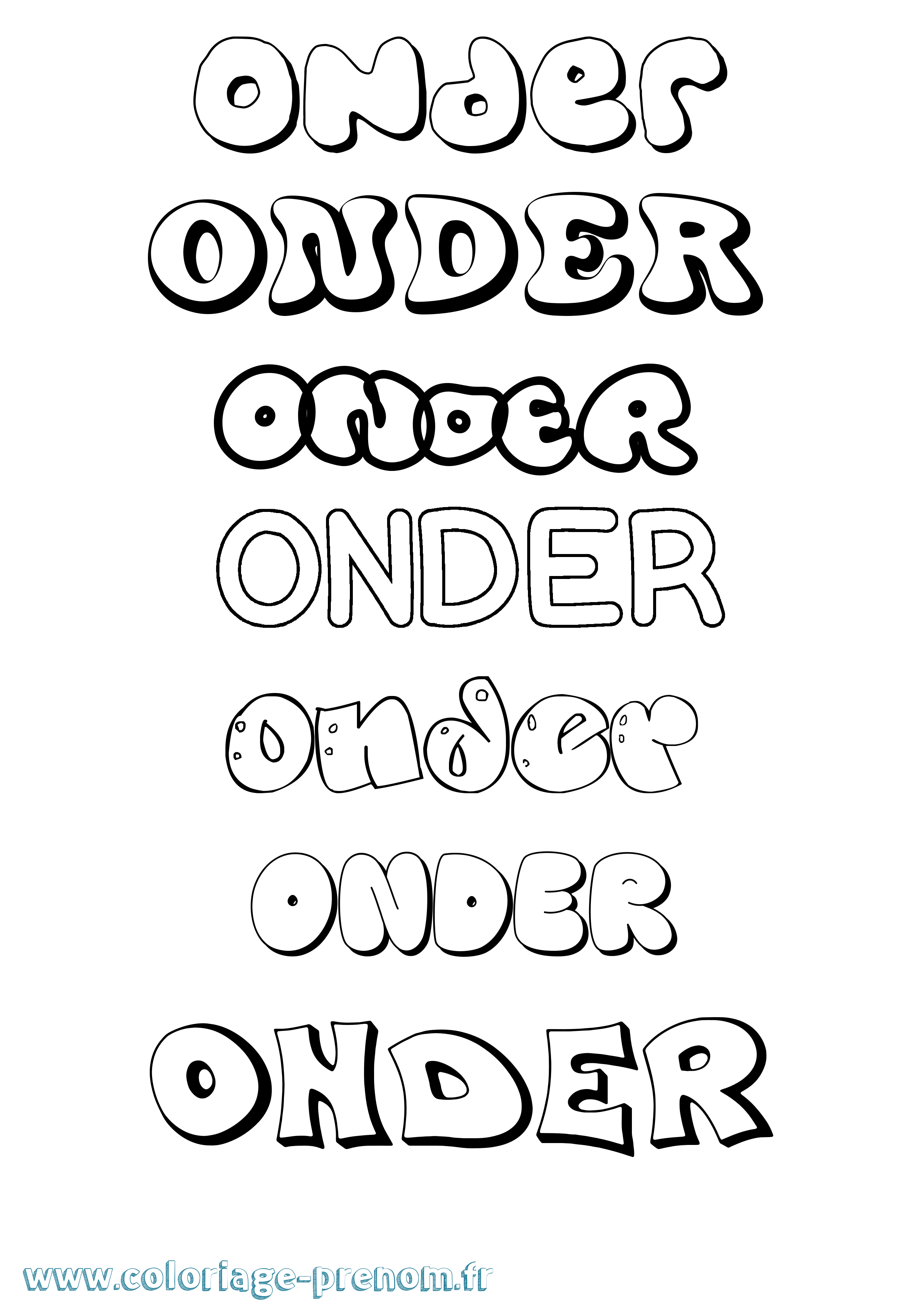 Coloriage Onder Bubble Coloriage prénom Onder Bubble