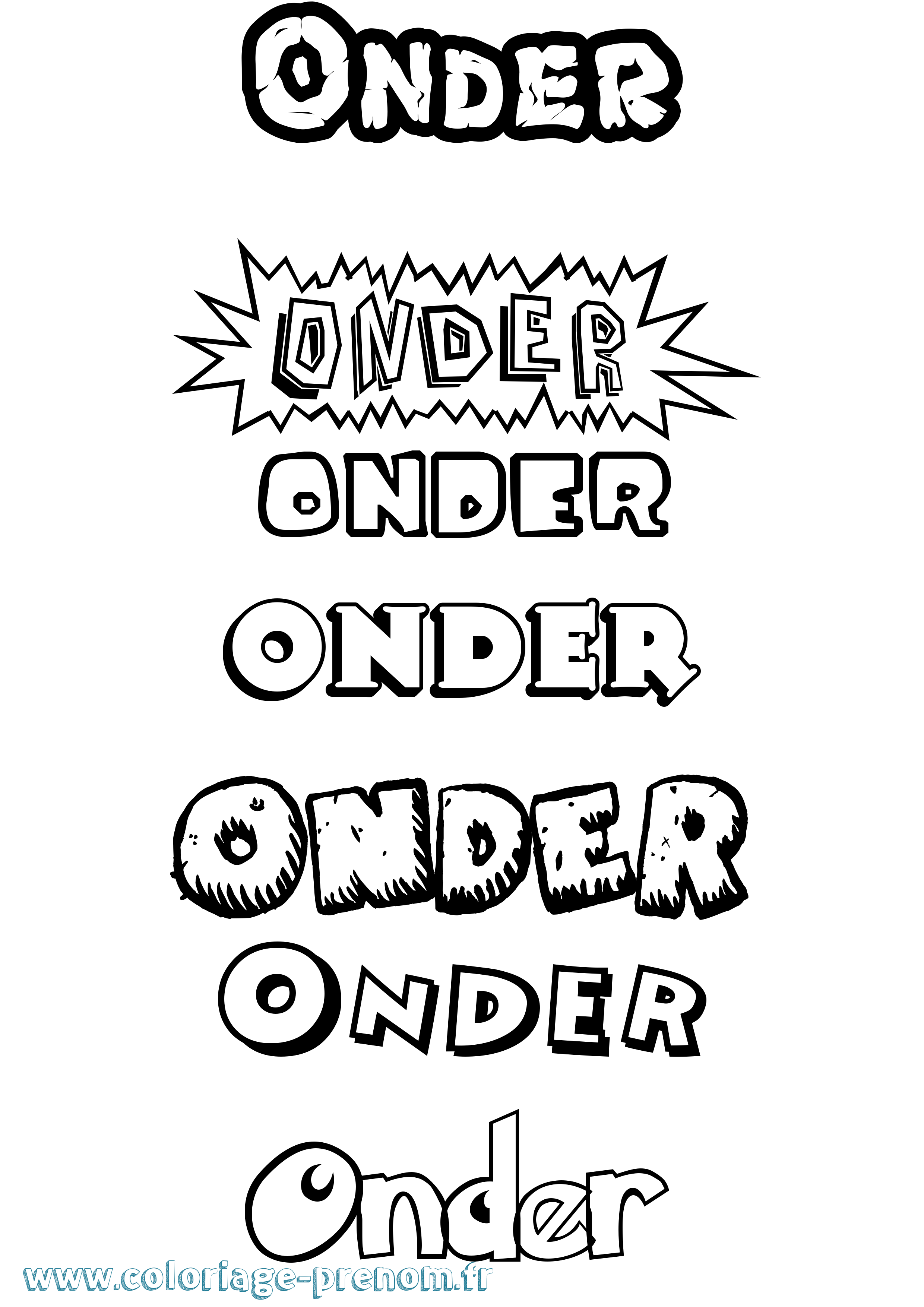 Coloriage Onder Dessin Animé Coloriage prénom Onder Dessin Animé