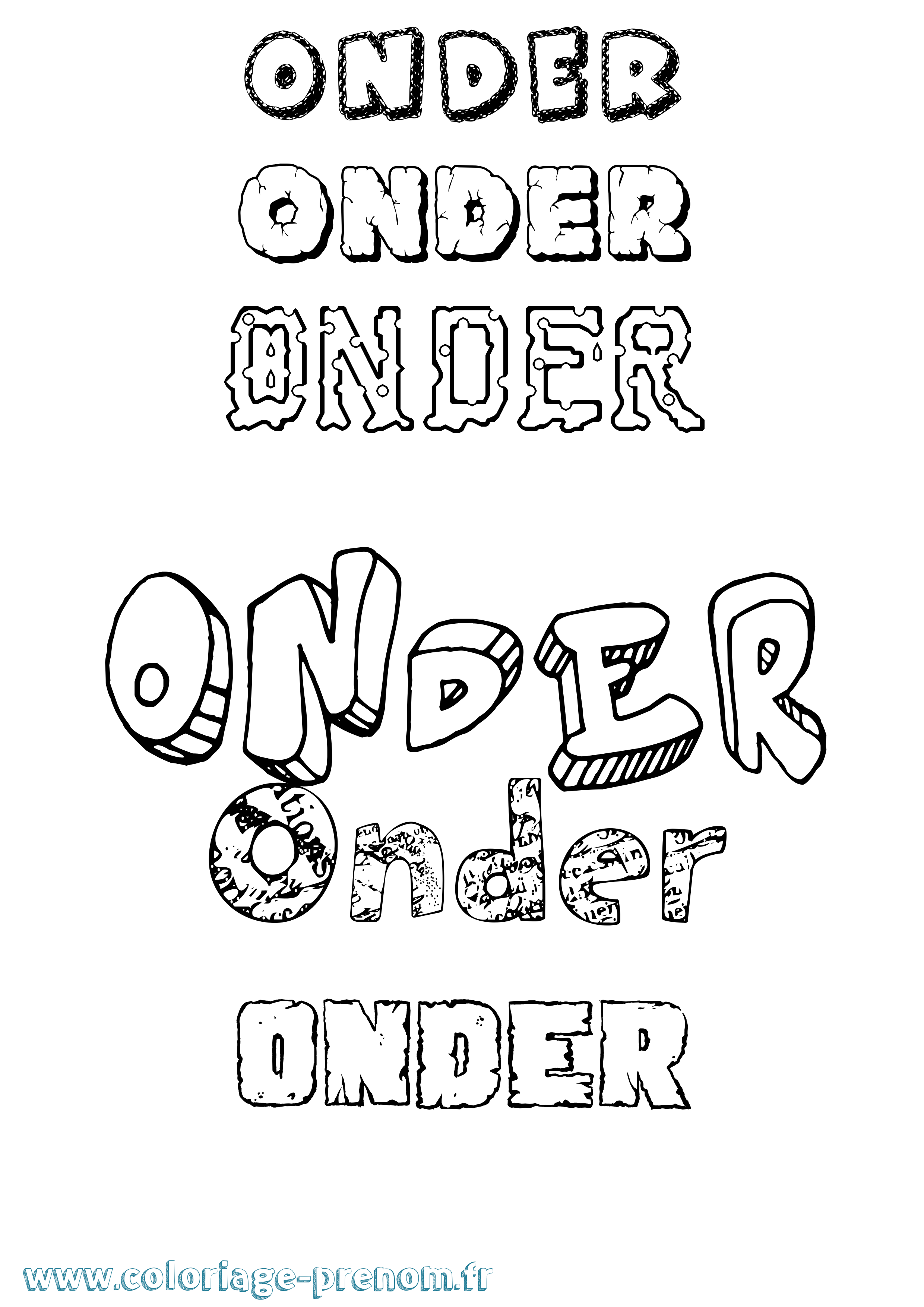 Coloriage Onder Destructuré Coloriage prénom Onder Destructuré