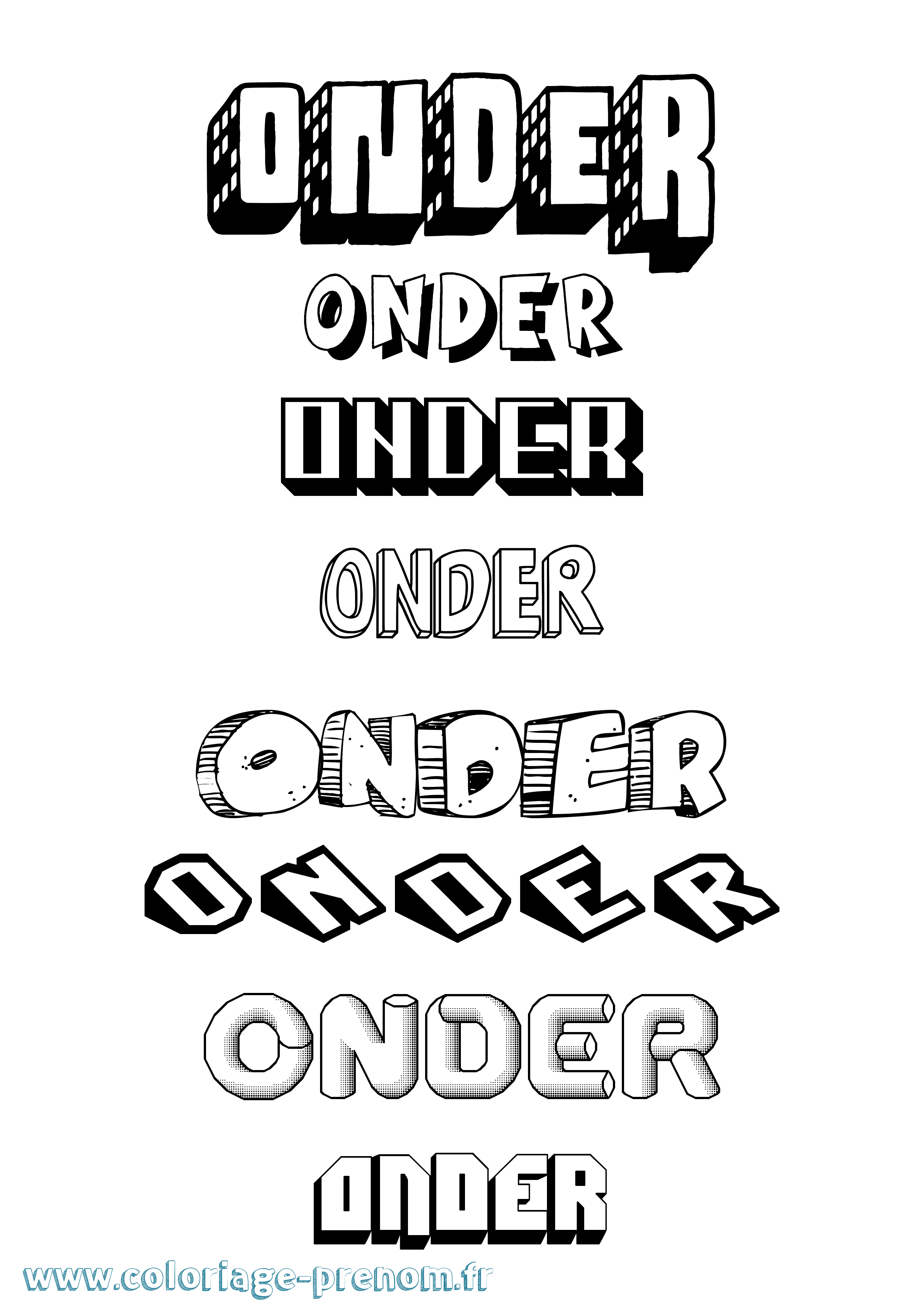 Coloriage Onder Effet 3D Coloriage prénom Onder Effet 3D