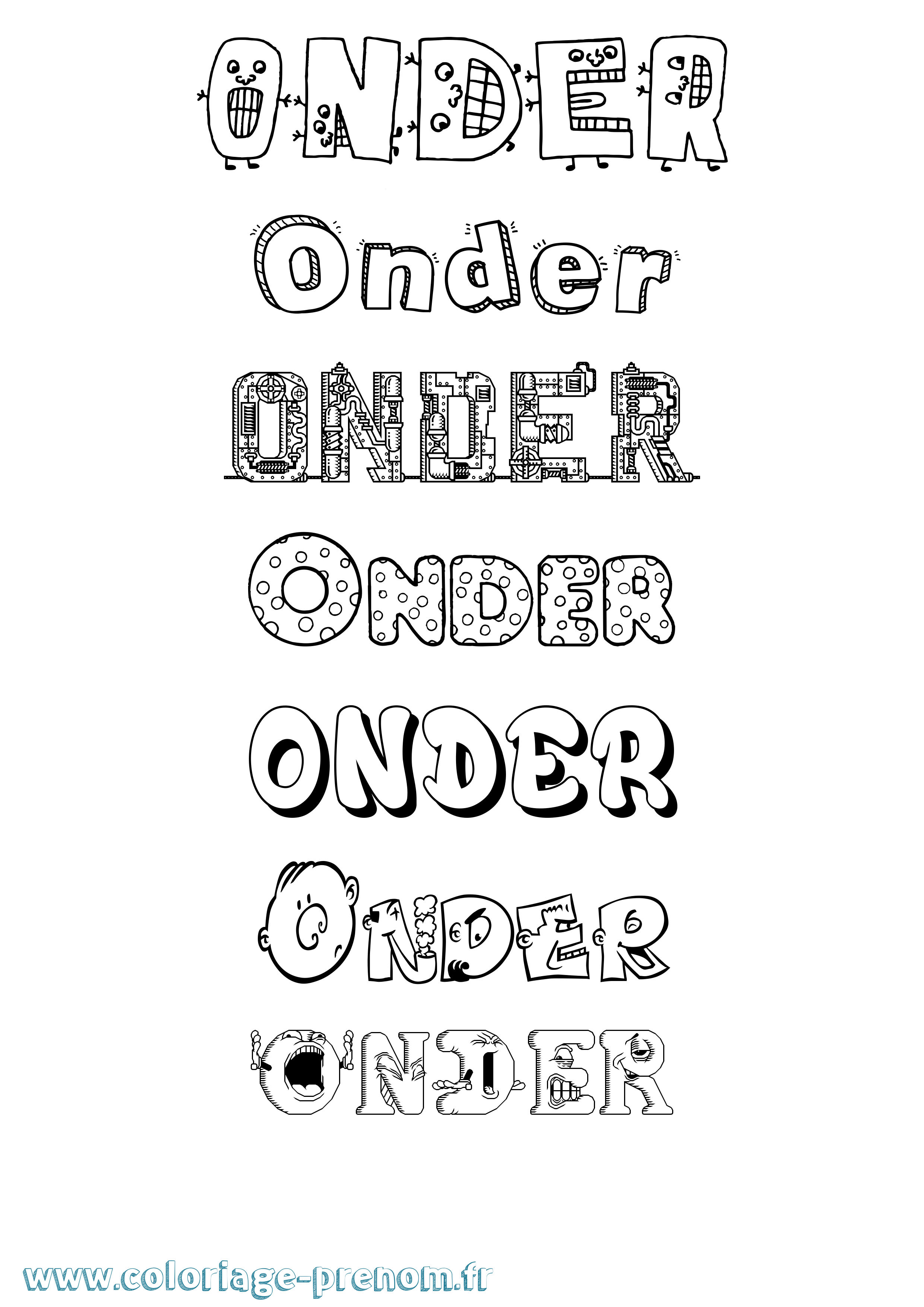 Coloriage Onder Fun Coloriage prénom Onder Fun