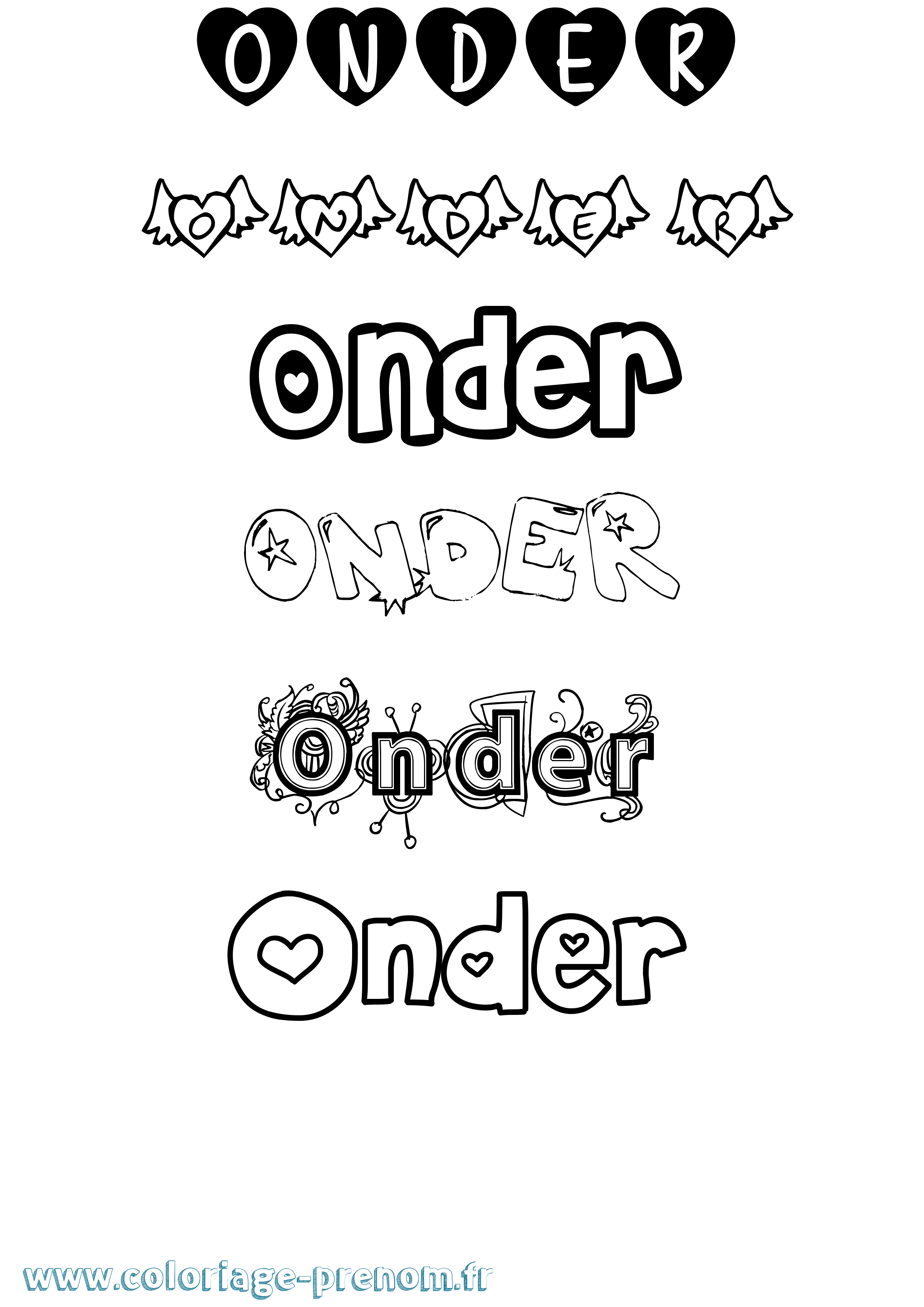 Coloriage Onder Girly Coloriage prénom Onder Girly
