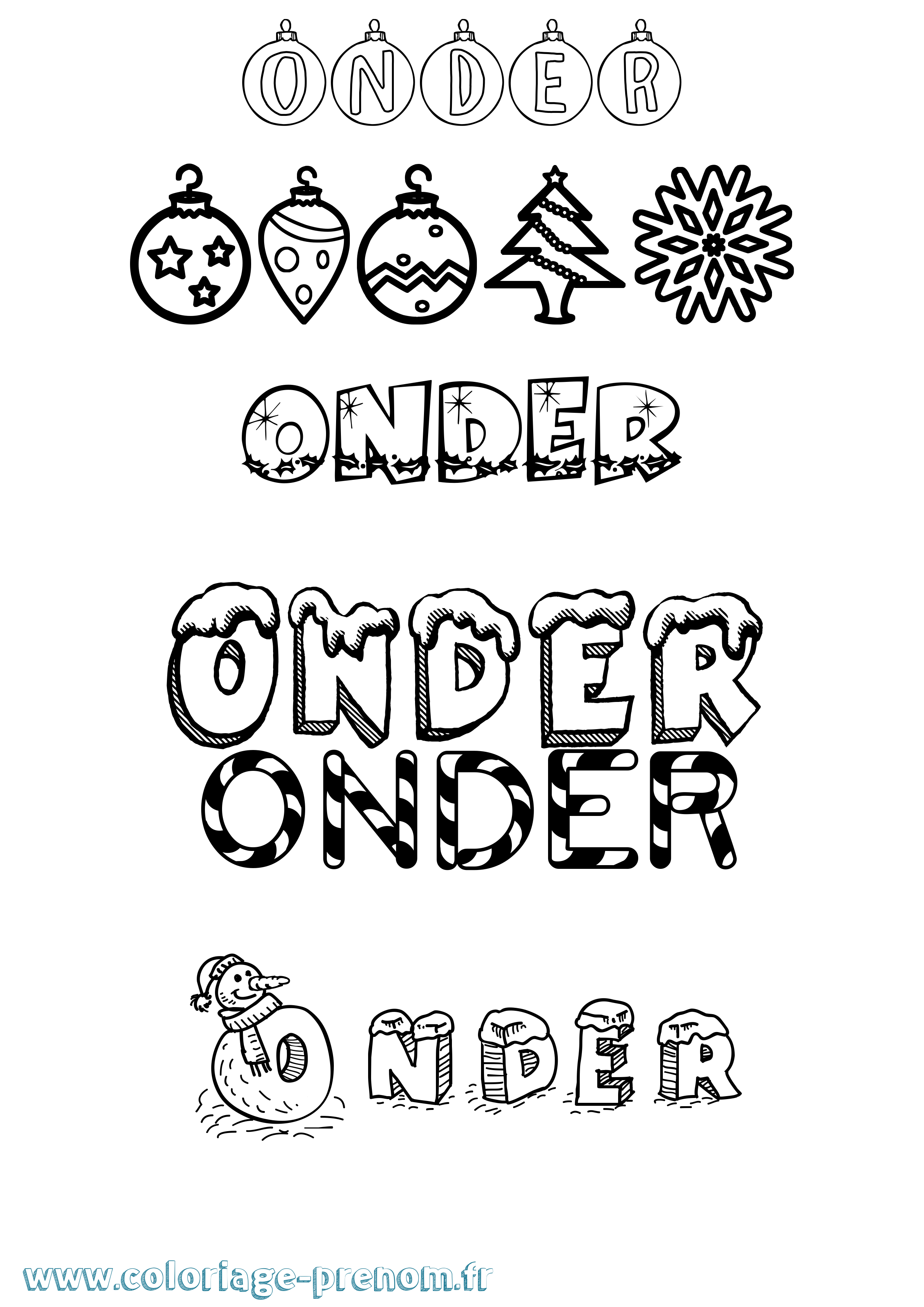 Coloriage Onder Noël Coloriage prénom Onder Noël