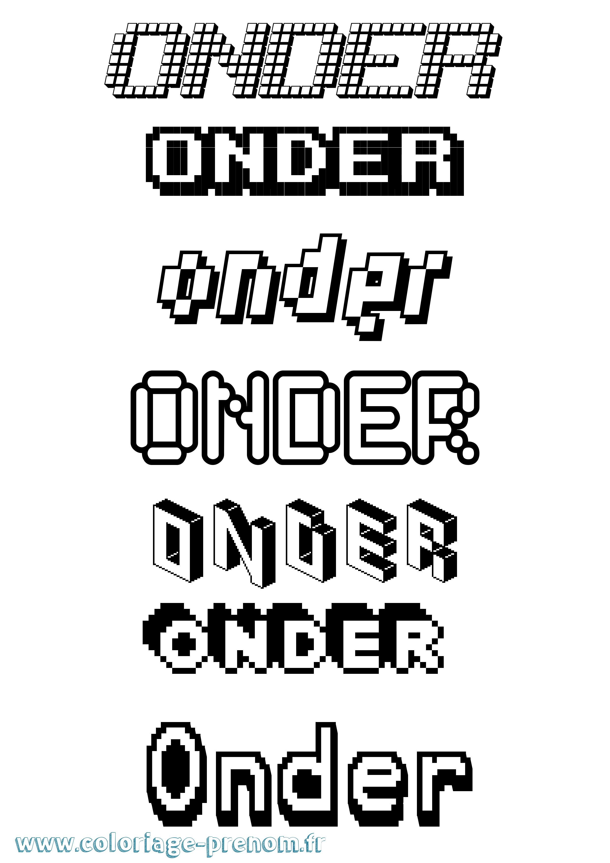 Coloriage Onder Pixel Coloriage prénom Onder Pixel
