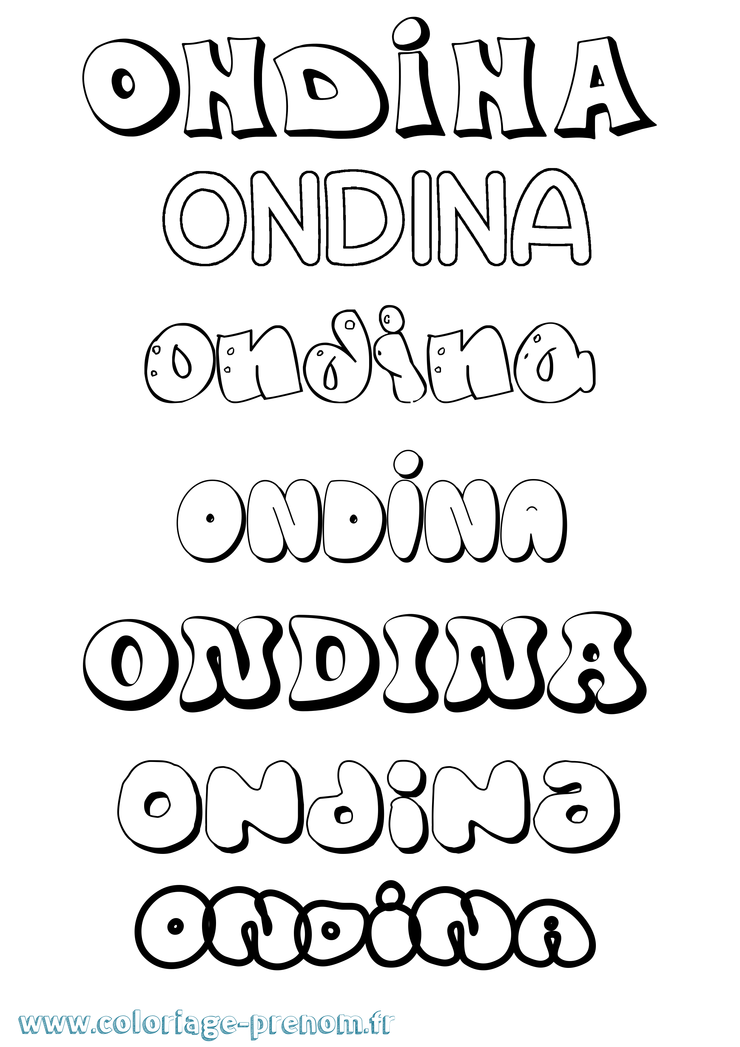 Coloriage Ondina Bubble Coloriage prénom Ondina Bubble