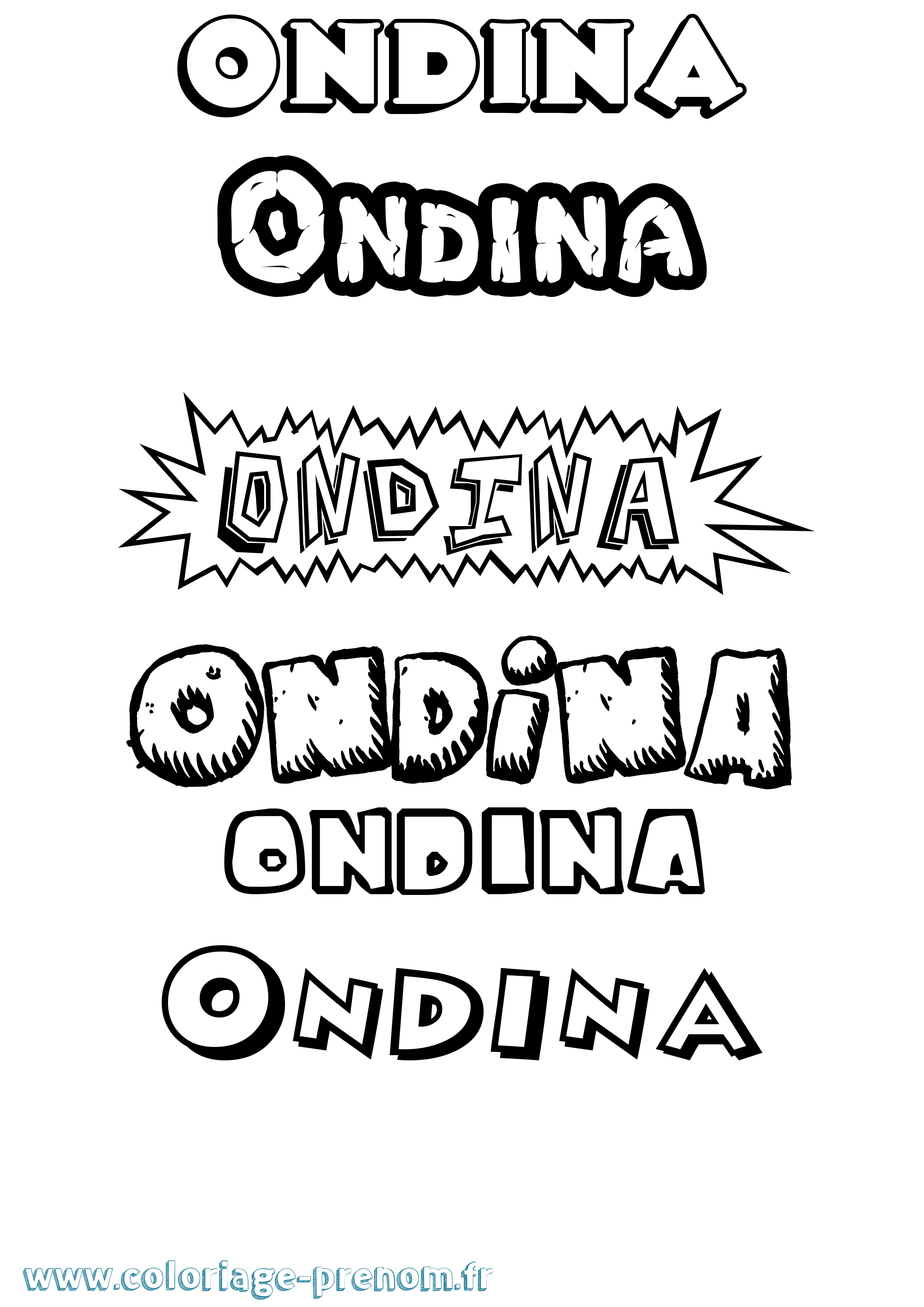 Coloriage Ondina Dessin Animé Coloriage prénom Ondina Dessin Animé