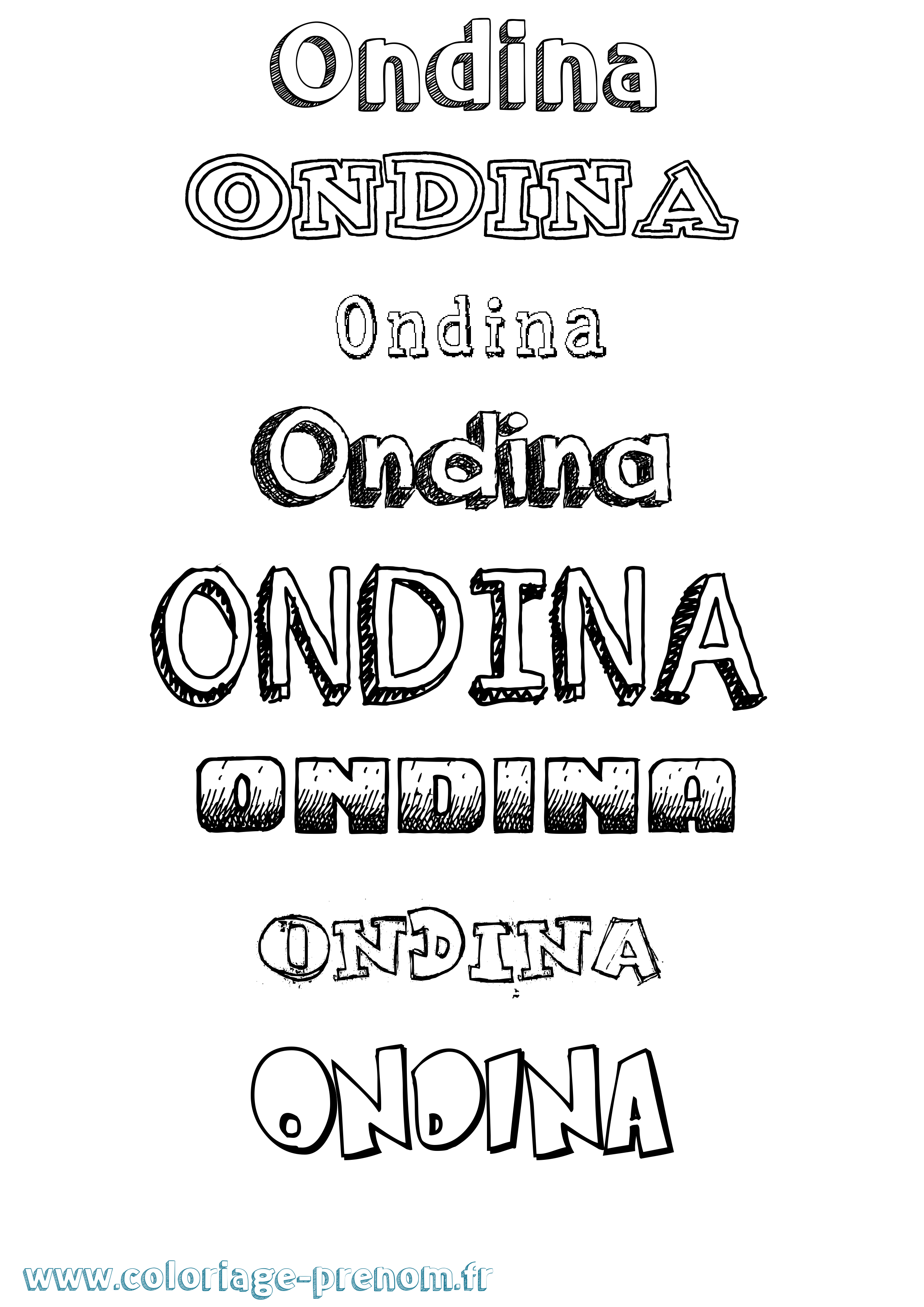 Coloriage Ondina Dessiné Coloriage prénom Ondina Dessiné