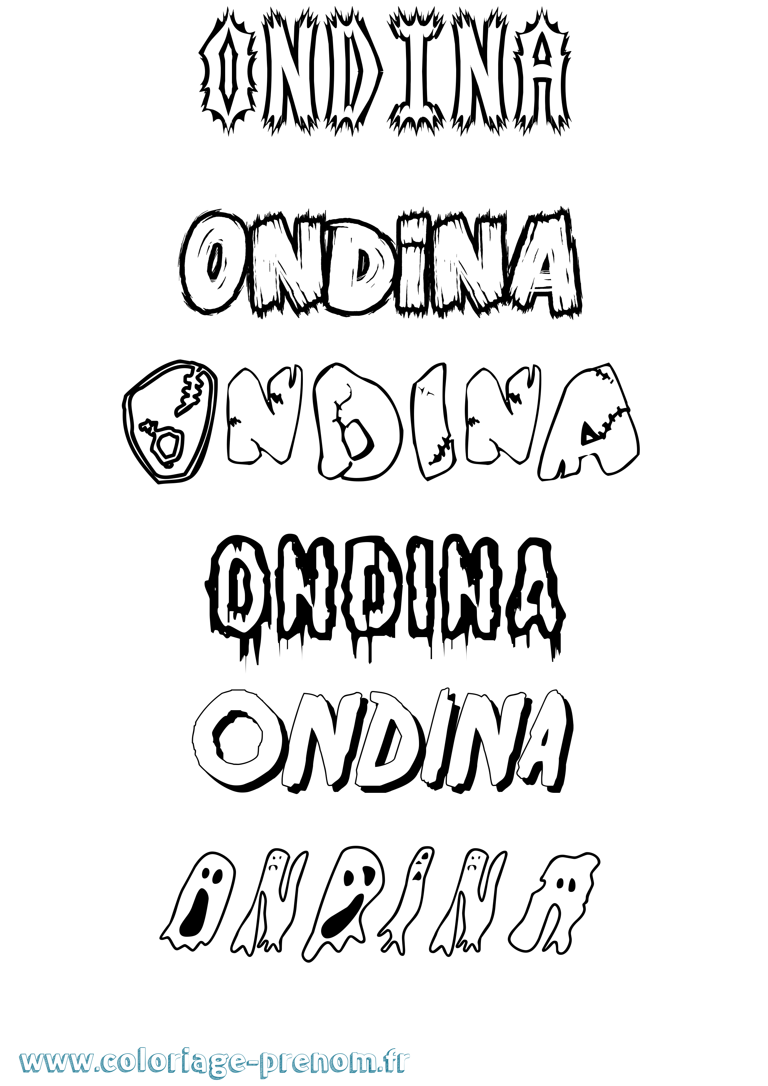 Coloriage Ondina Frisson Coloriage prénom Ondina Frisson