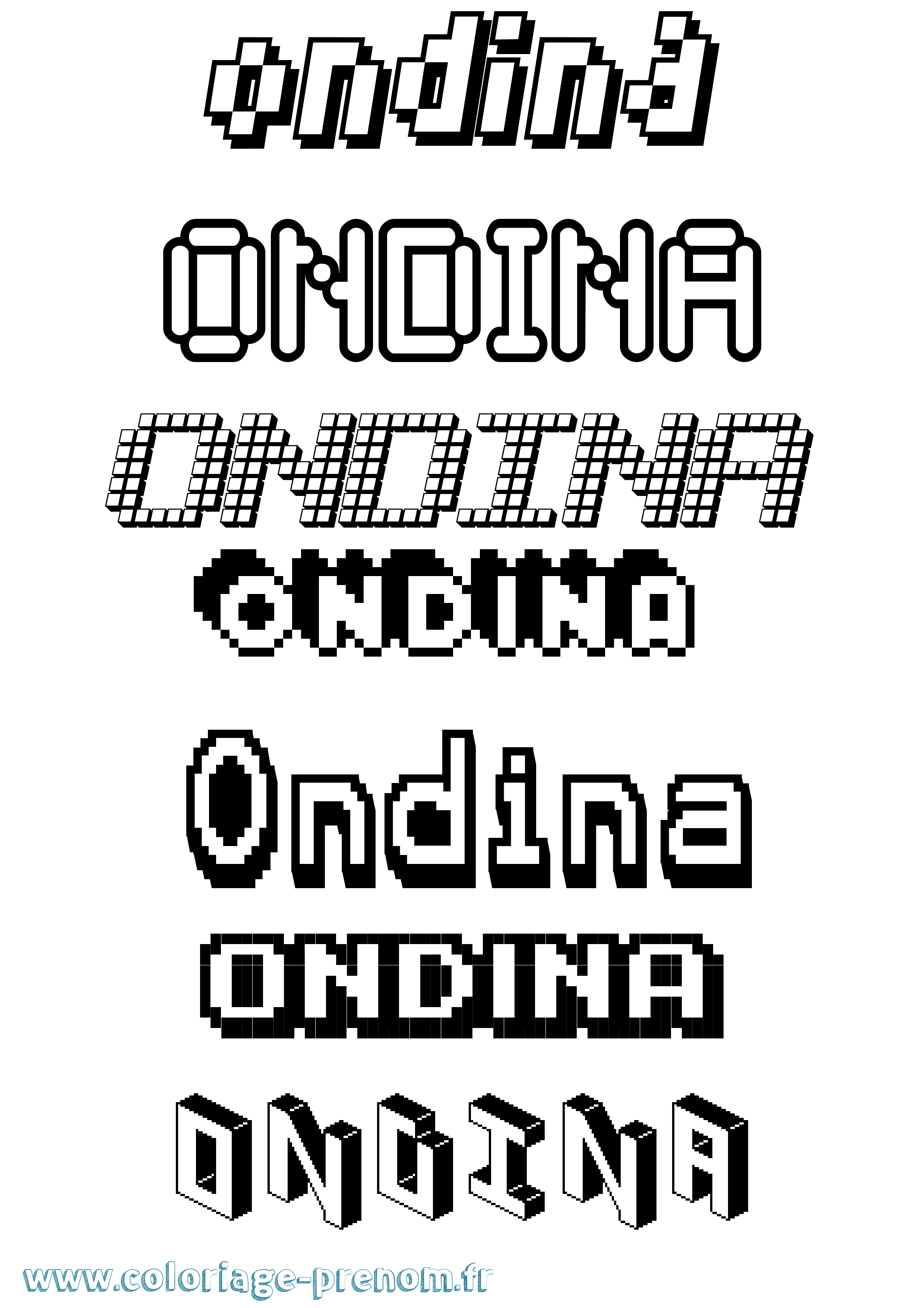 Coloriage Ondina Pixel Coloriage prénom Ondina Pixel