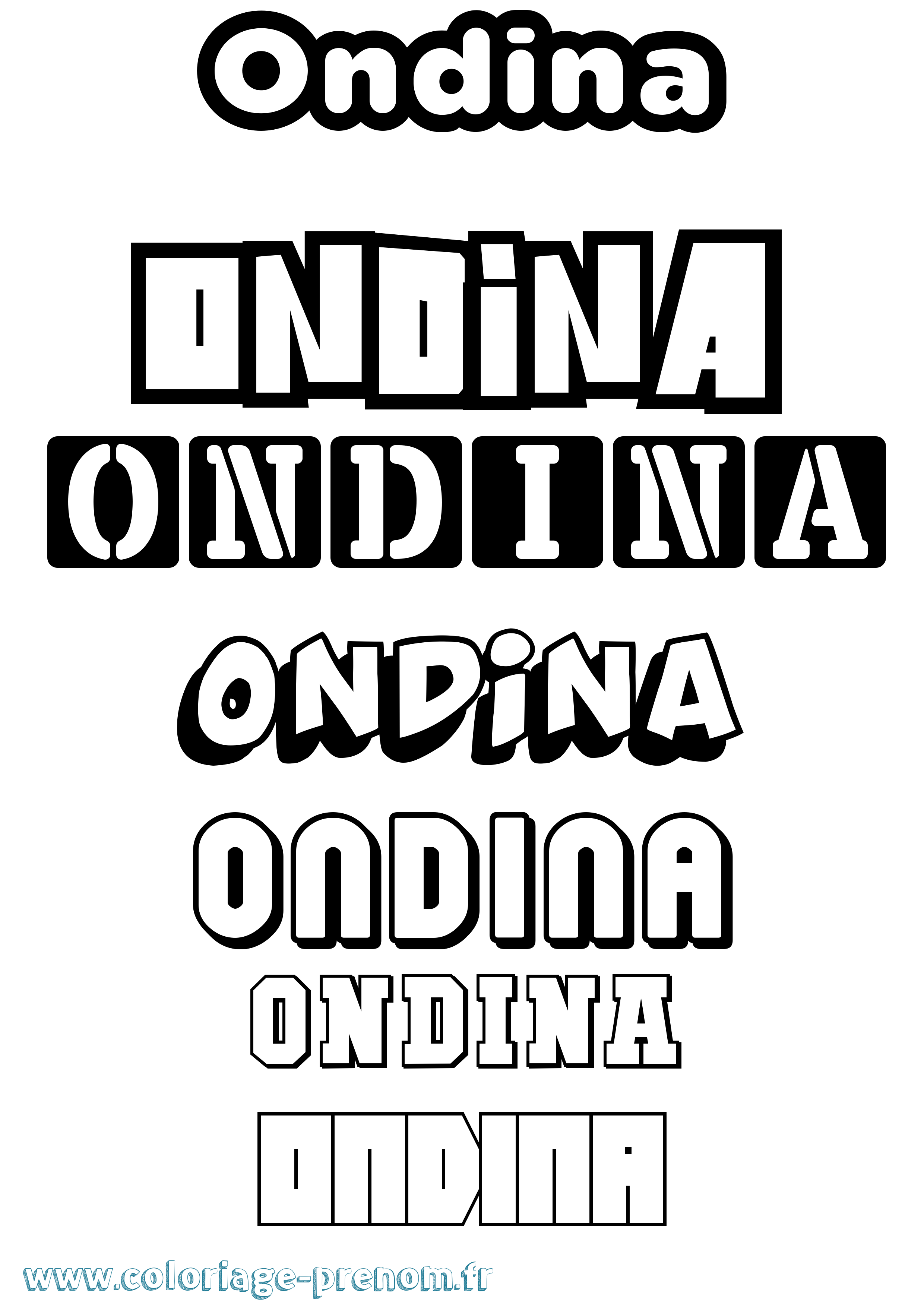 Coloriage Ondina Simple Coloriage prénom Ondina Simple