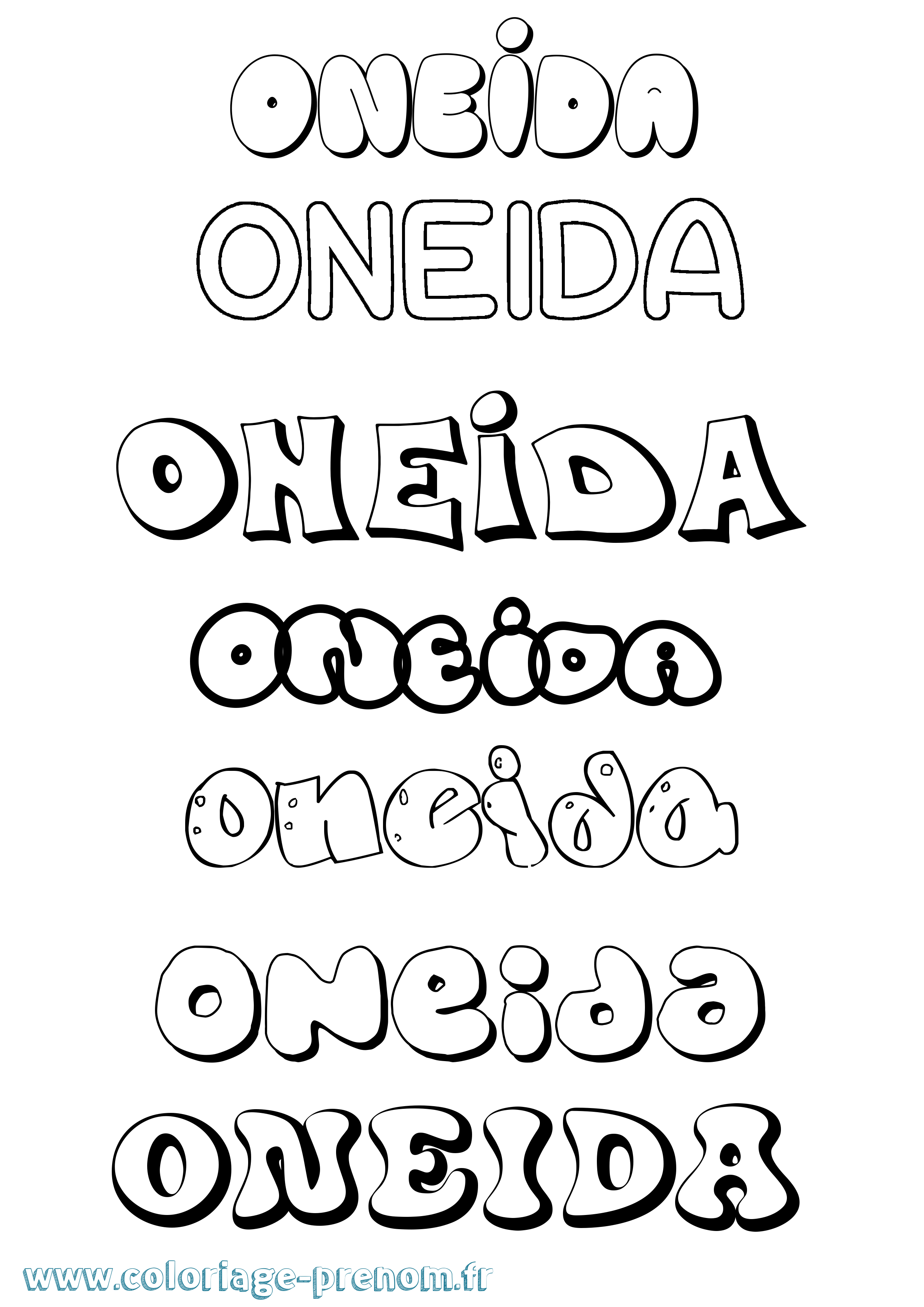 Coloriage Oneida Bubble Coloriage prénom Oneida Bubble