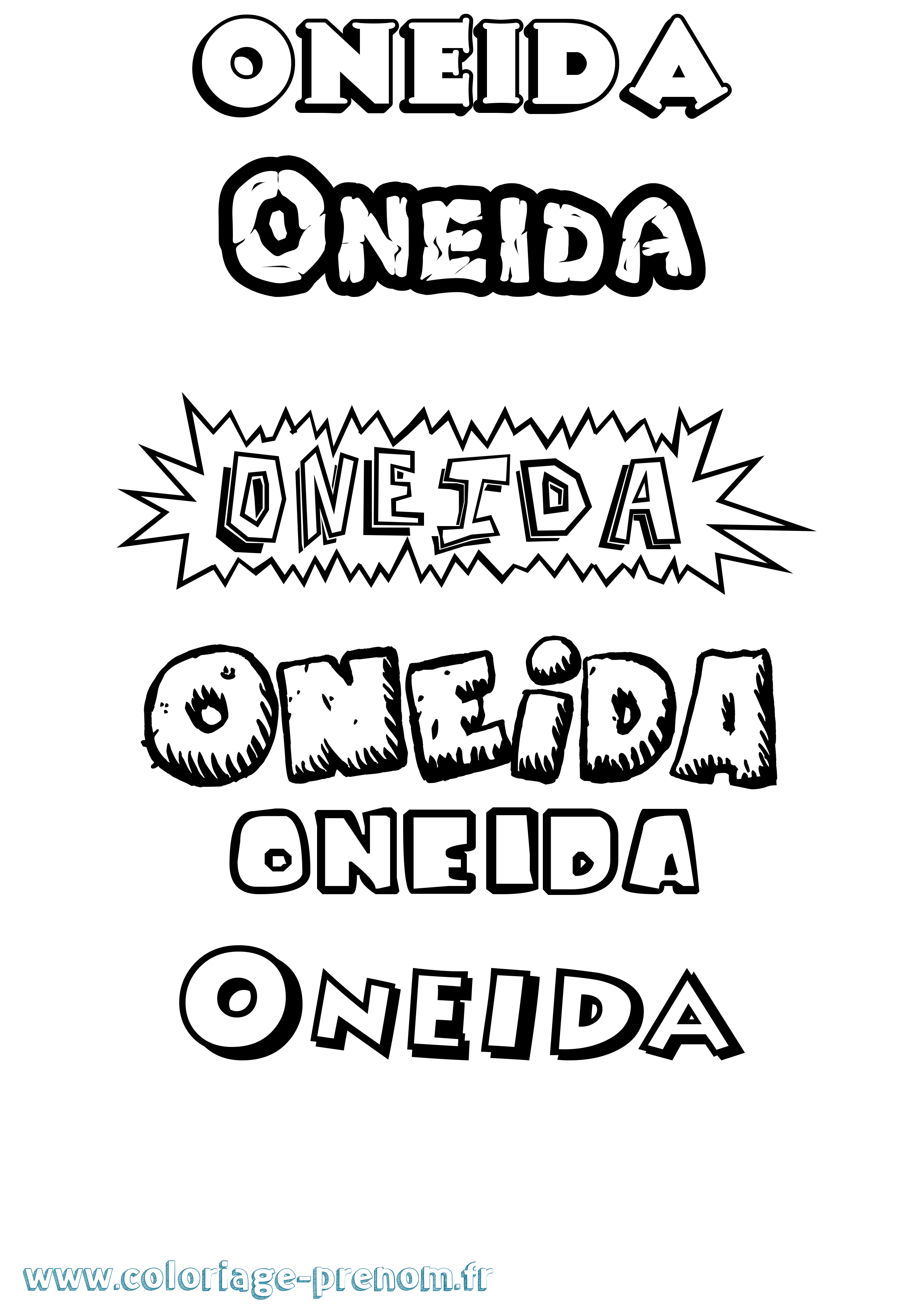 Coloriage Oneida Dessin Animé Coloriage prénom Oneida Dessin Animé