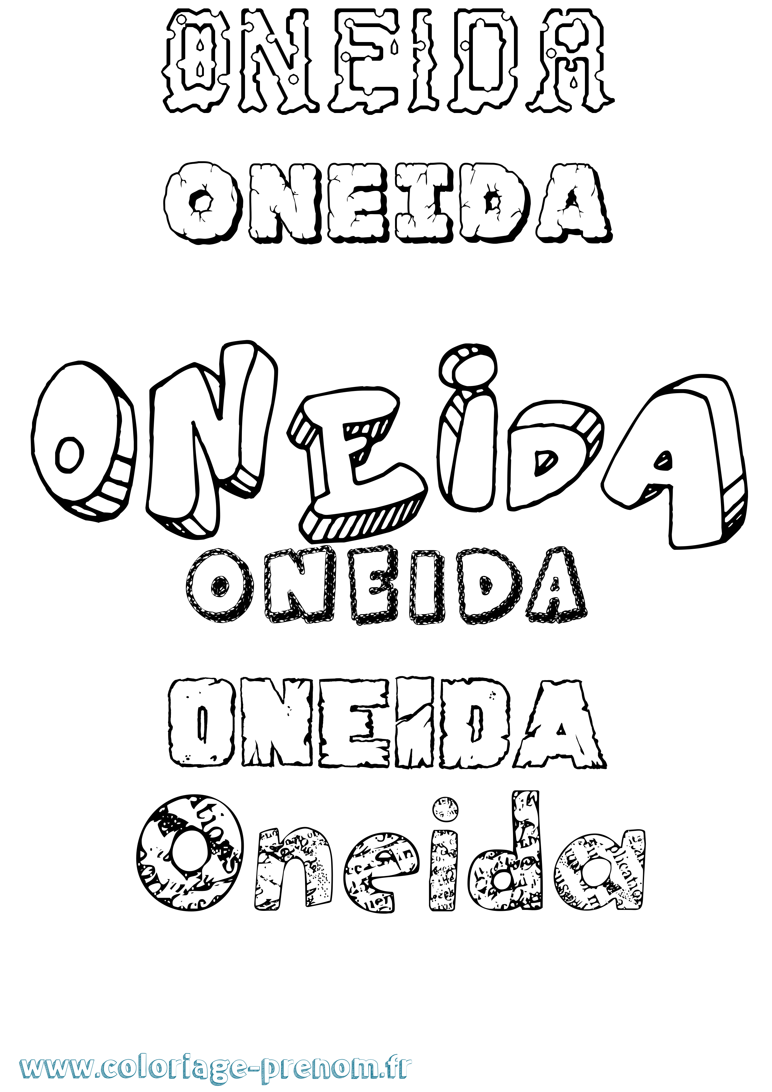 Coloriage Oneida Destructuré Coloriage prénom Oneida Destructuré
