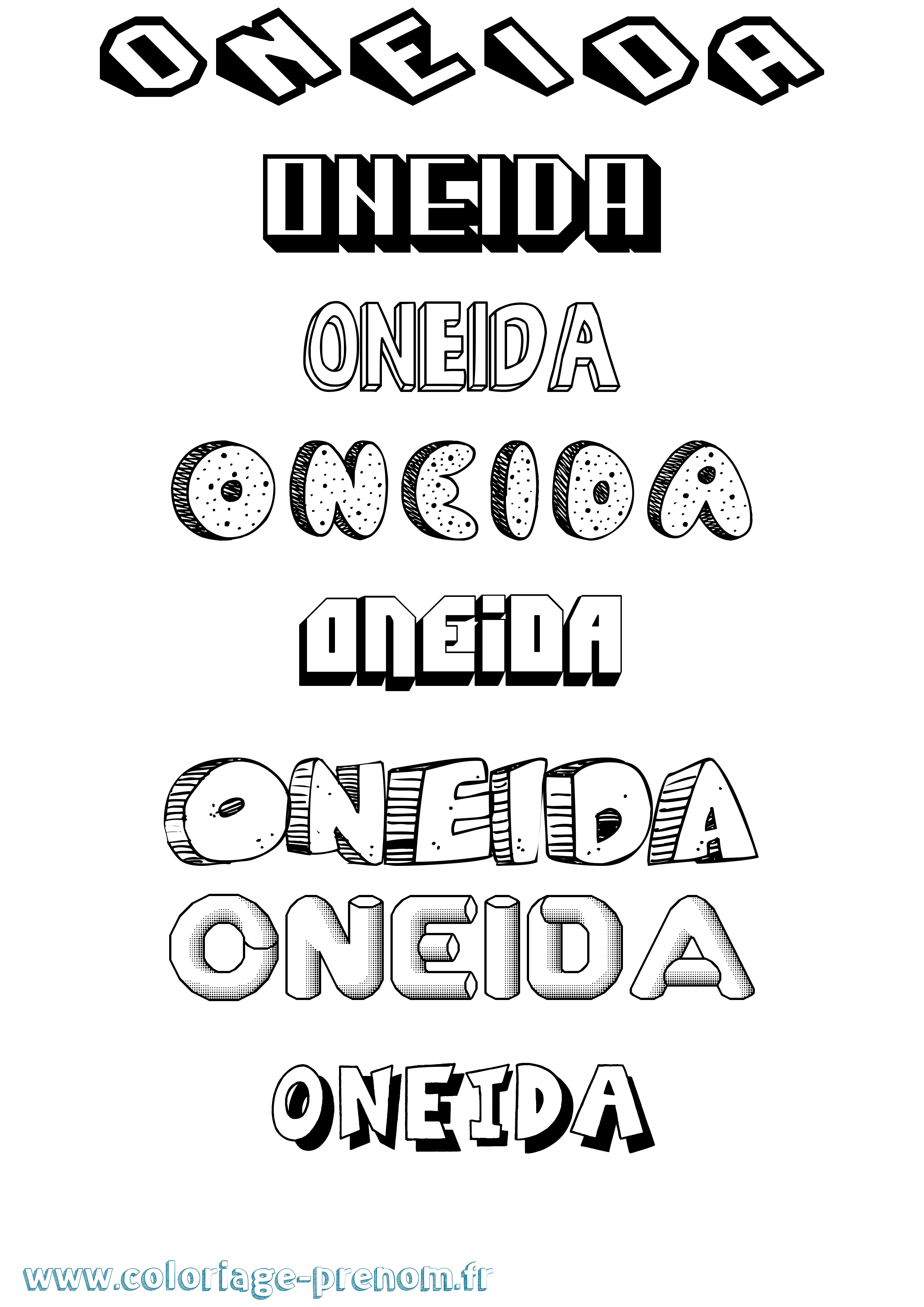 Coloriage Oneida Effet 3D Coloriage prénom Oneida Effet 3D