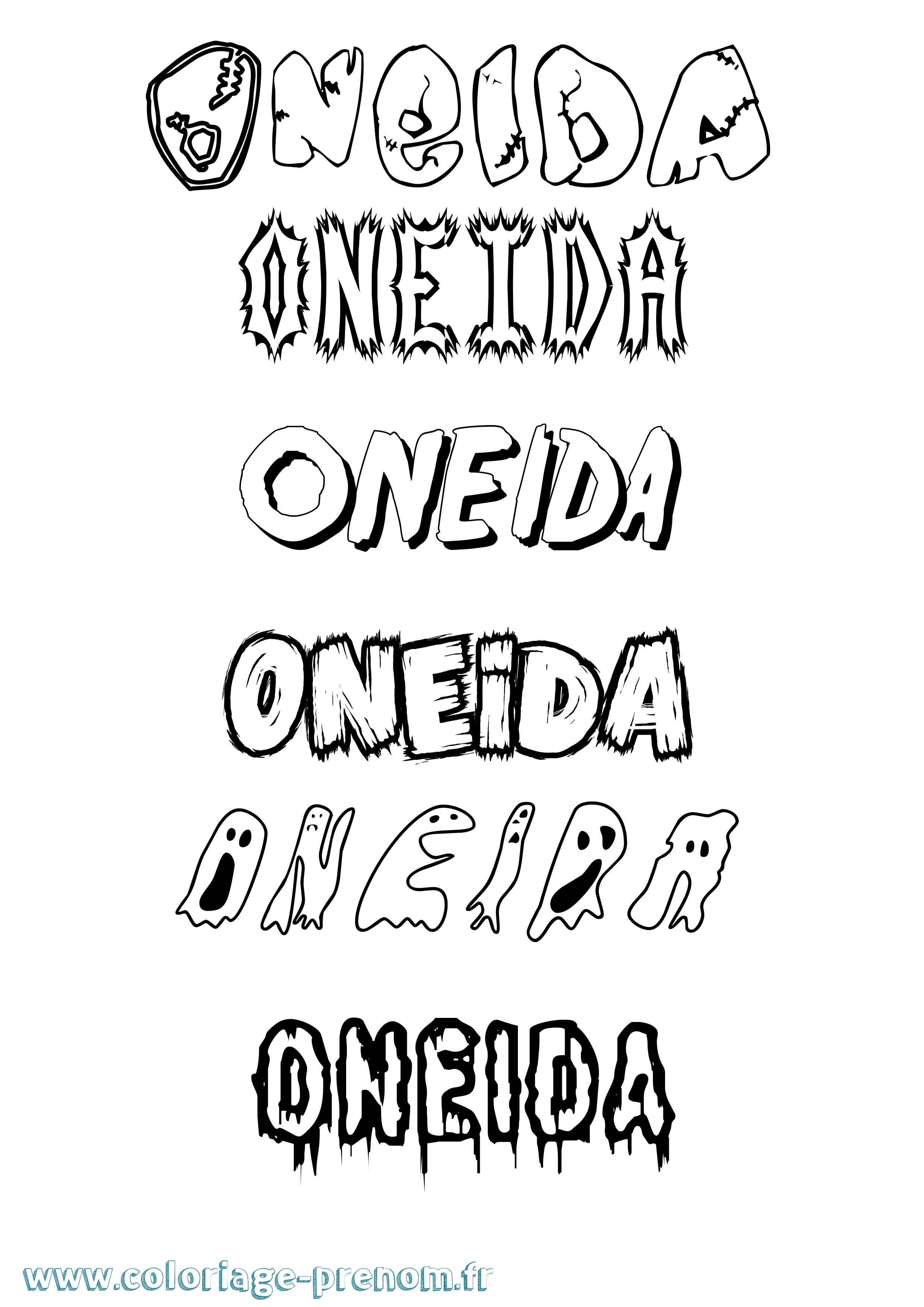Coloriage Oneida Frisson Coloriage prénom Oneida Frisson