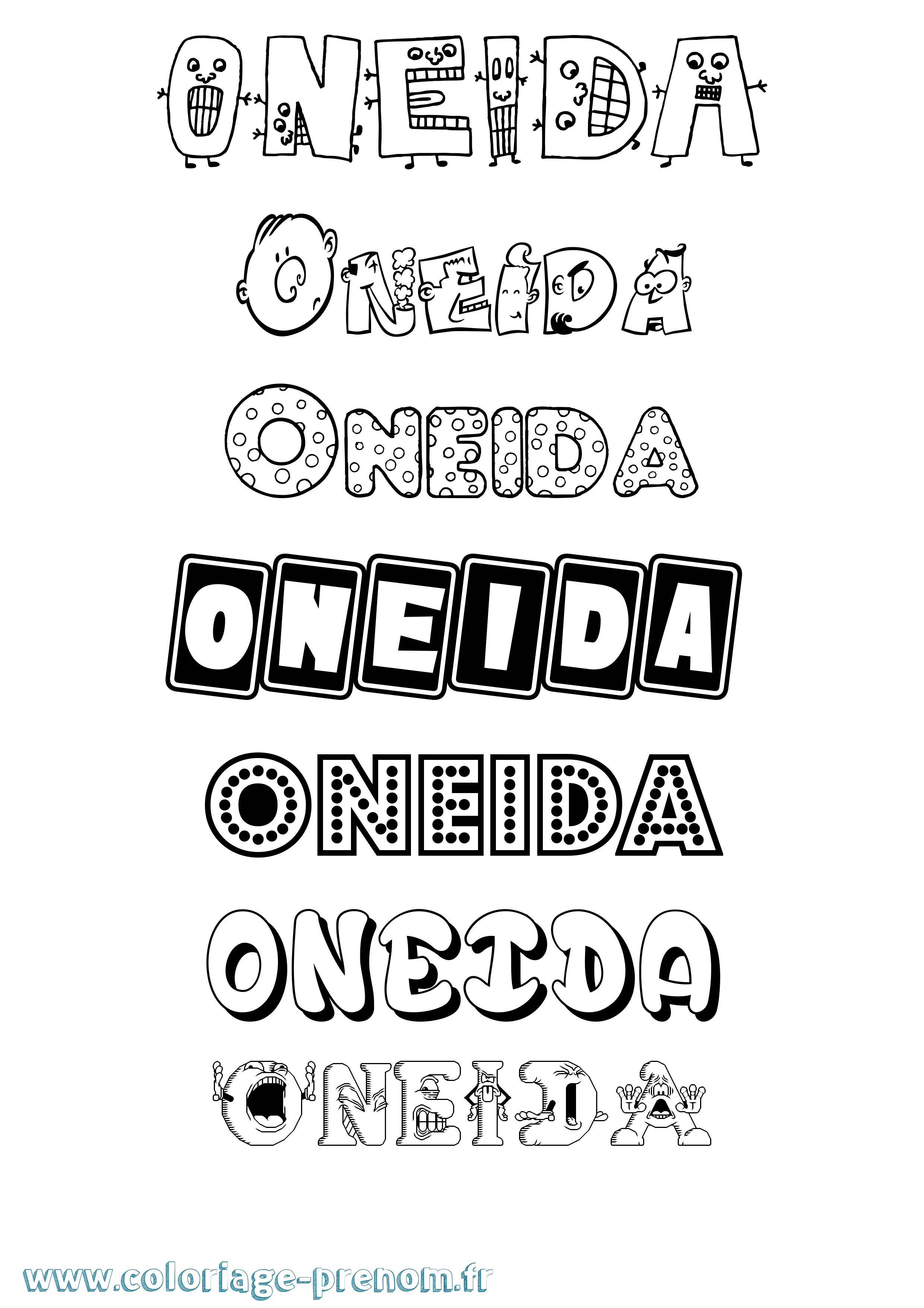 Coloriage Oneida Fun Coloriage prénom Oneida Fun