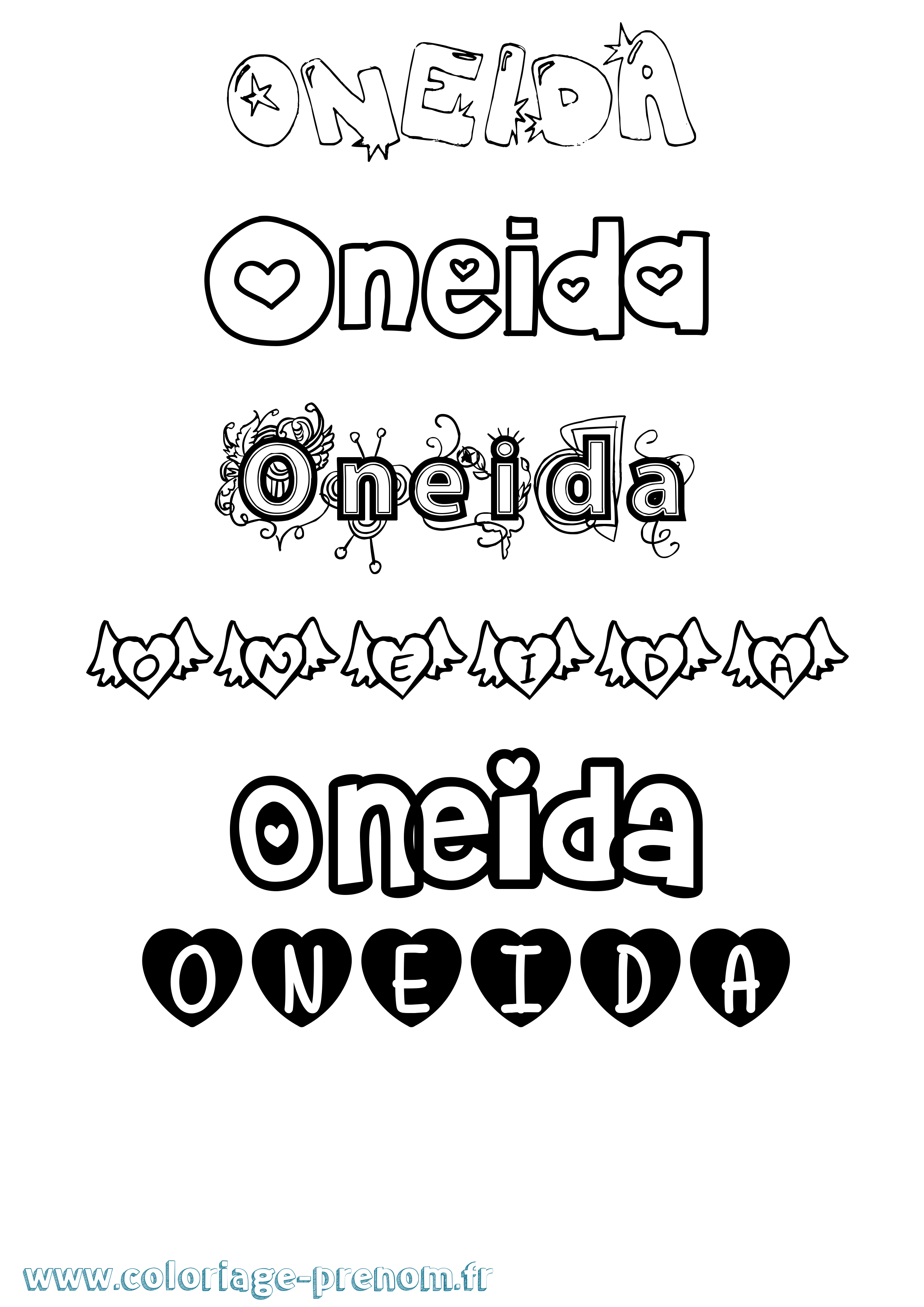 Coloriage Oneida Girly Coloriage prénom Oneida Girly