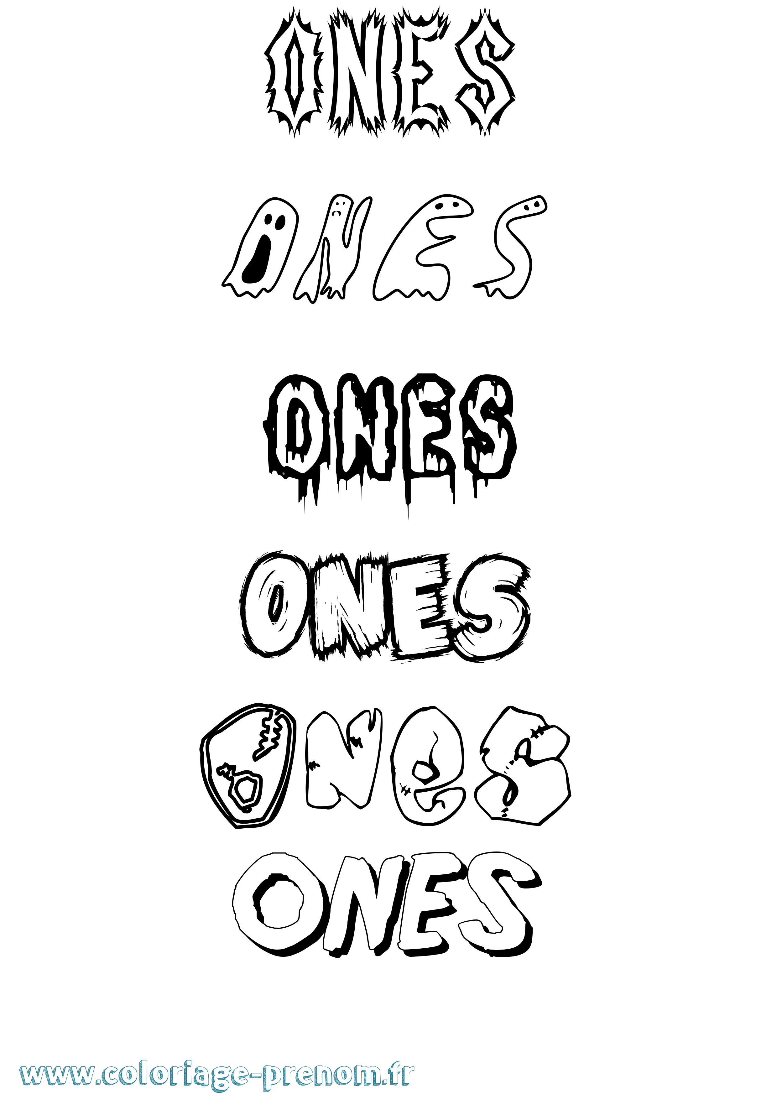 Coloriage Ones Frisson Coloriage prénom Ones Frisson