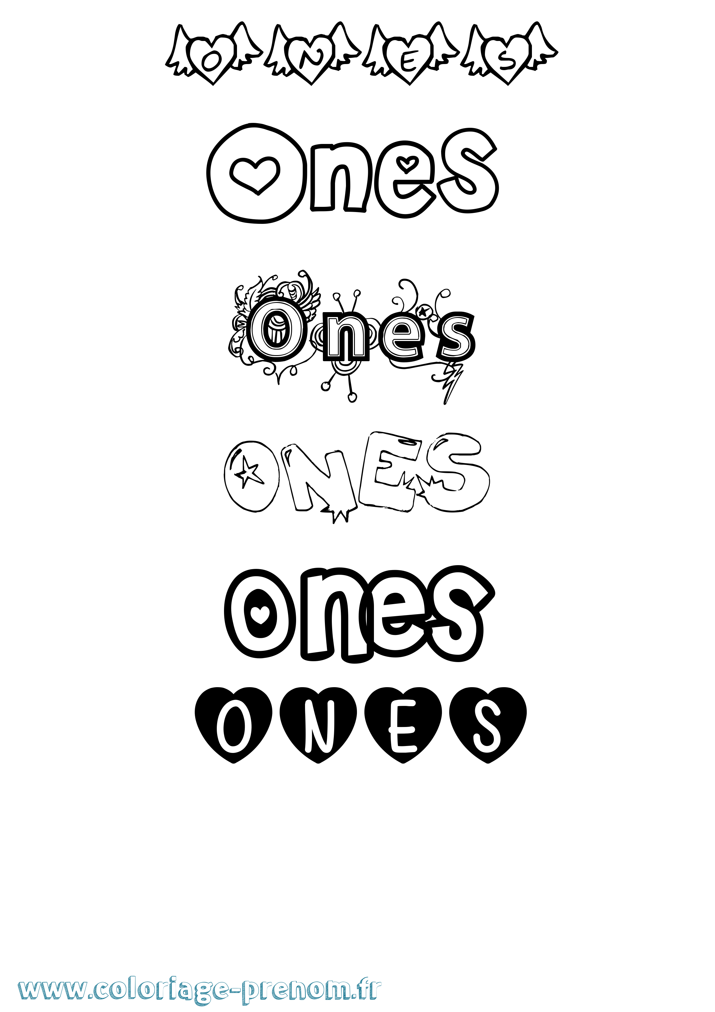 Coloriage Ones Girly Coloriage prénom Ones Girly