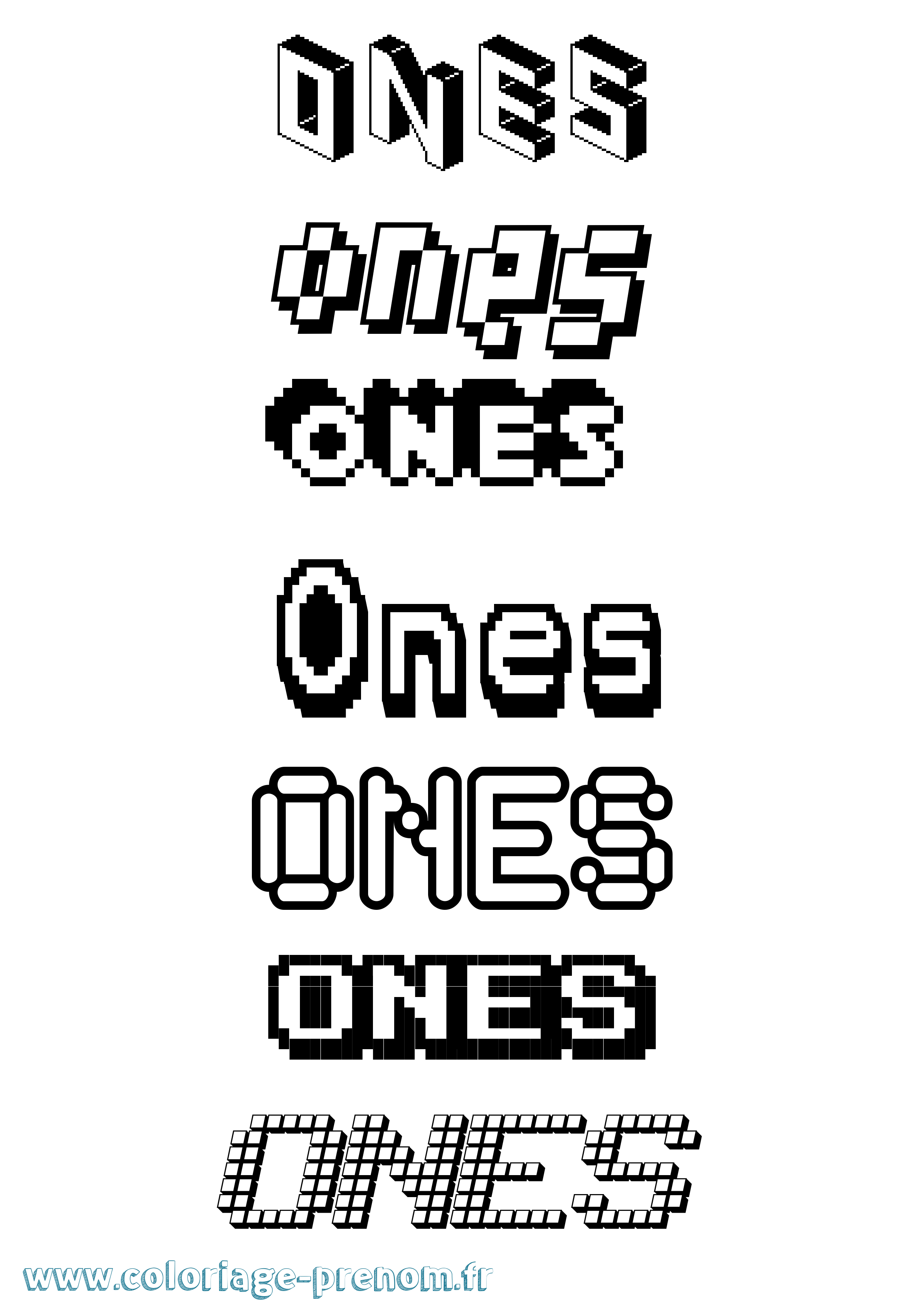 Coloriage Ones Pixel Coloriage prénom Ones Pixel