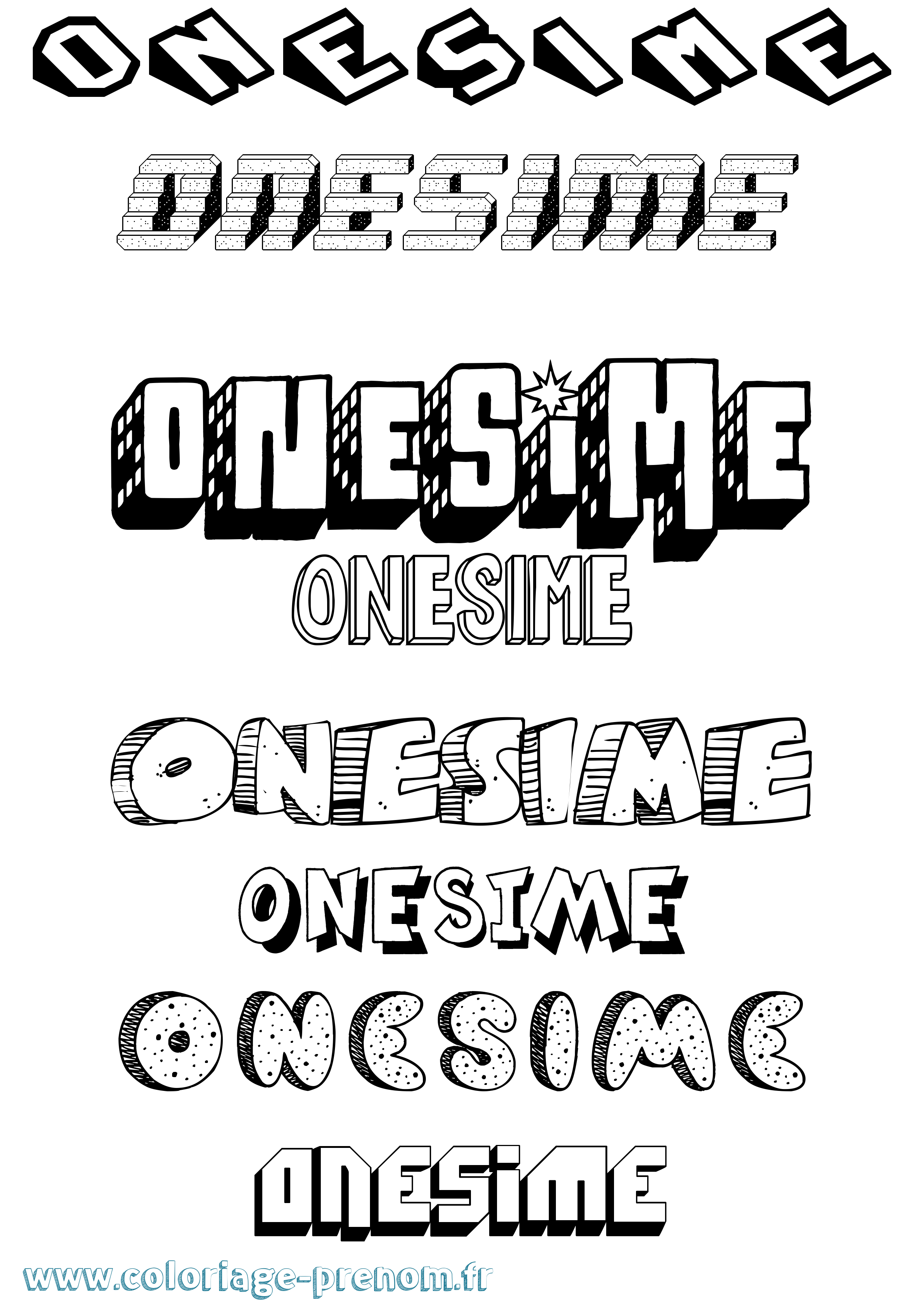 Coloriage Onesime Effet 3D Coloriage prénom Onesime Effet 3D